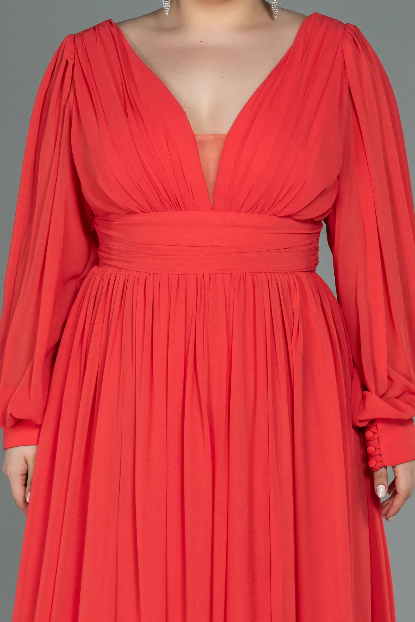 Orange-Long Chiffon Oversized Evening Dress ABU1988