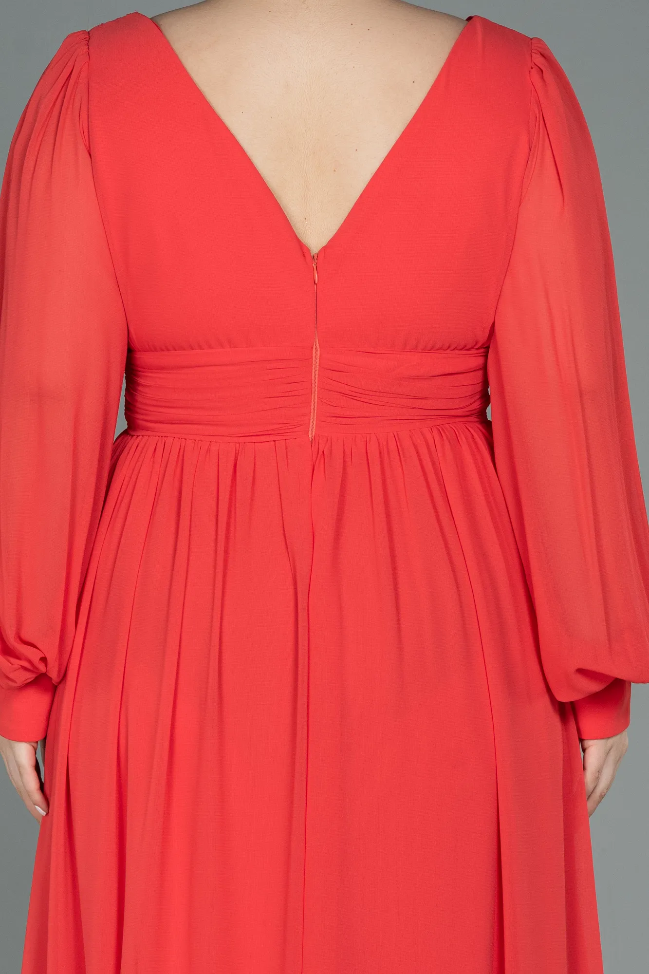 Orange-Long Chiffon Oversized Evening Dress ABU1988