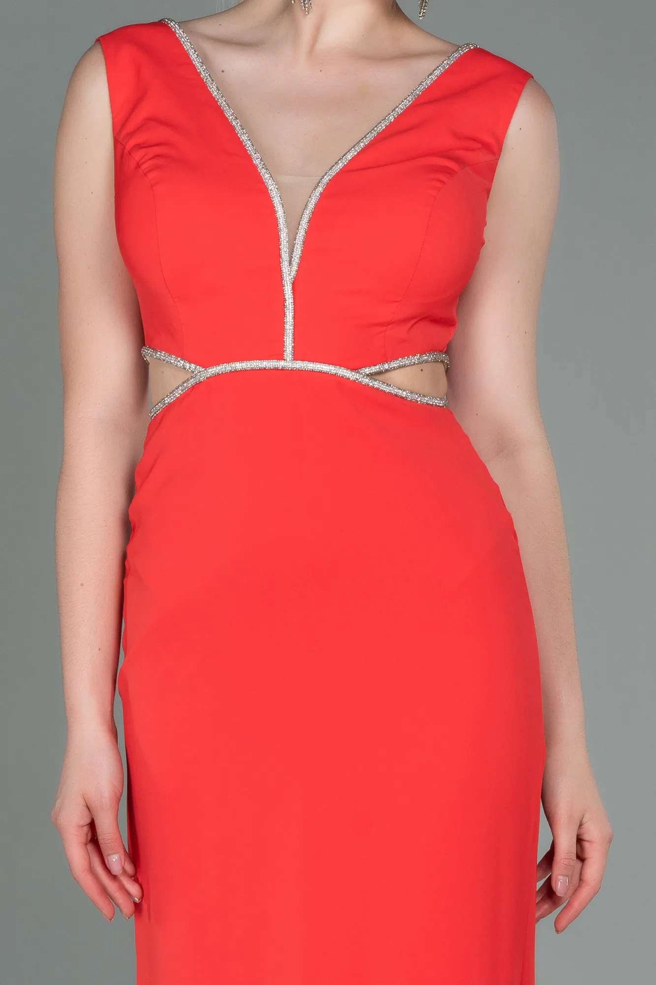 Orange-Long Chiffon Prom Gown ABU3184