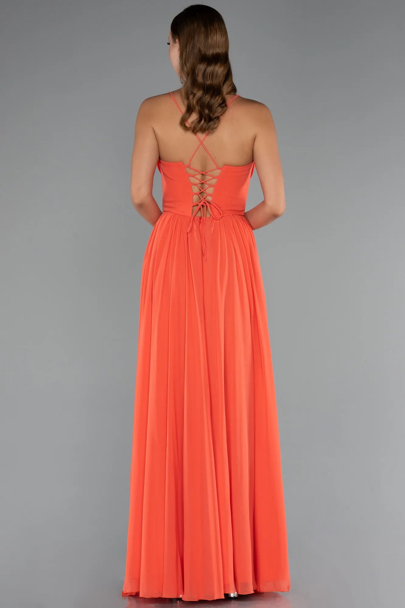 Orange-Long Chiffon Prom Gown ABU5223