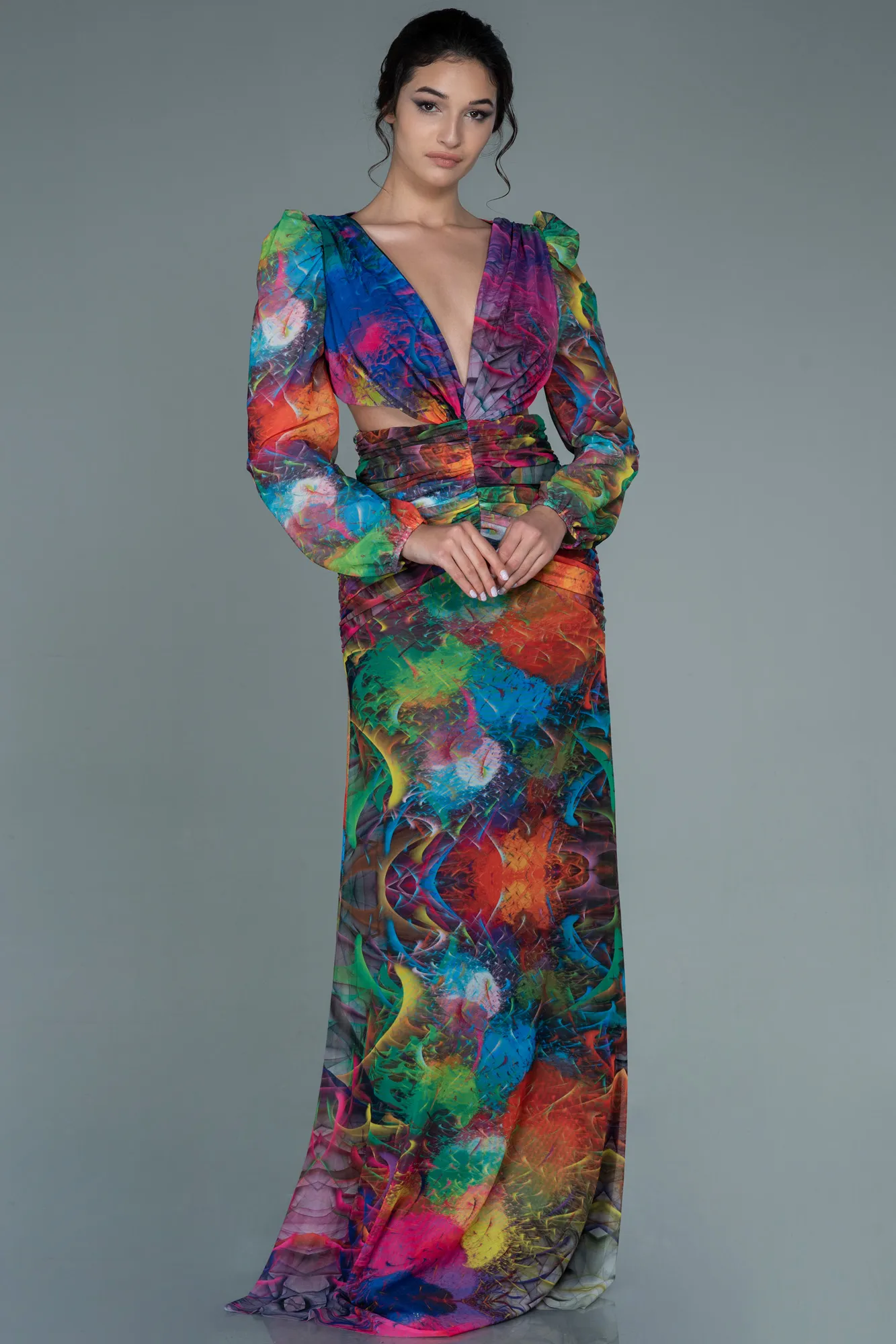 Orange-Long Evening Dress ABU2637