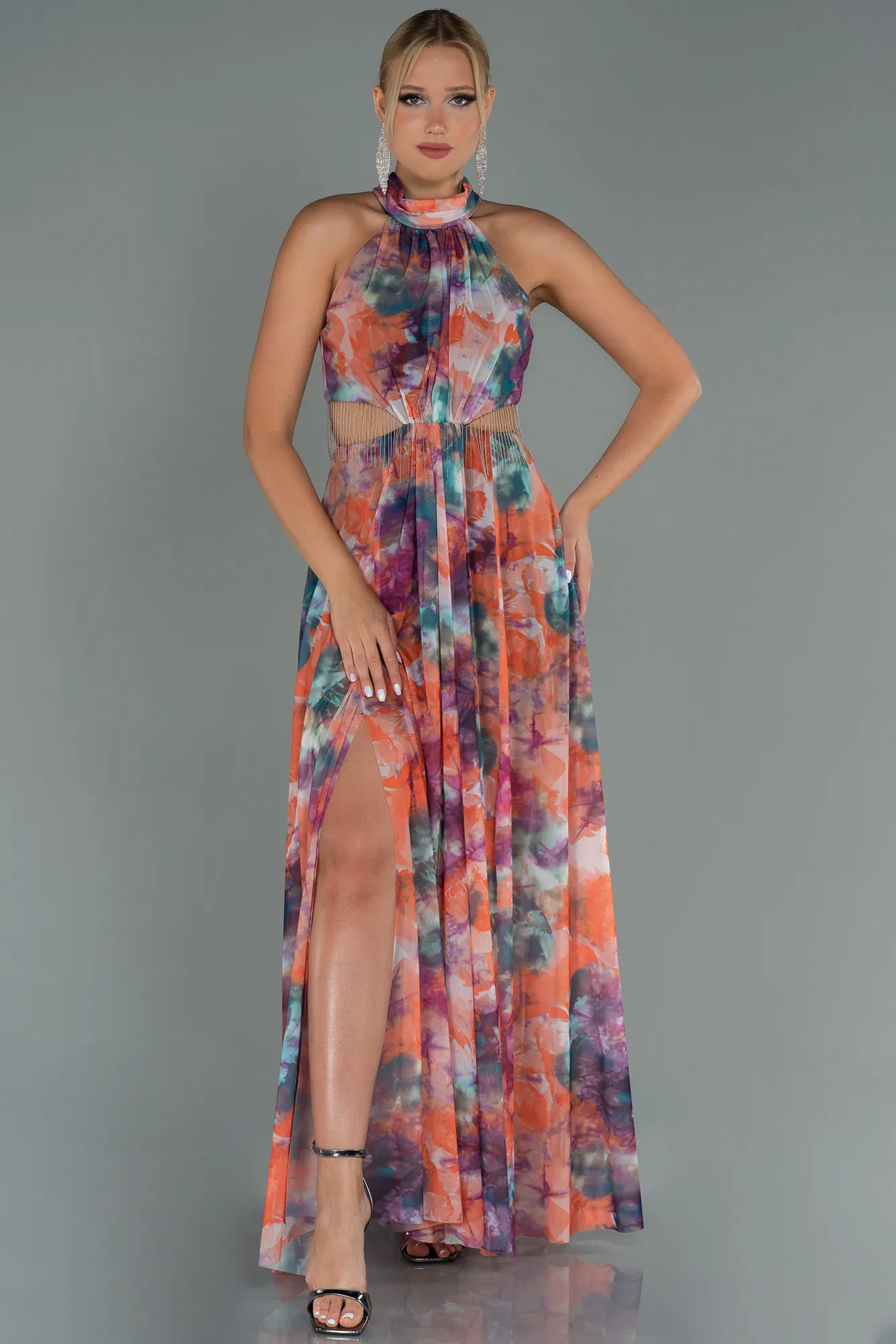 Orange-Long Evening Dress ABU2891