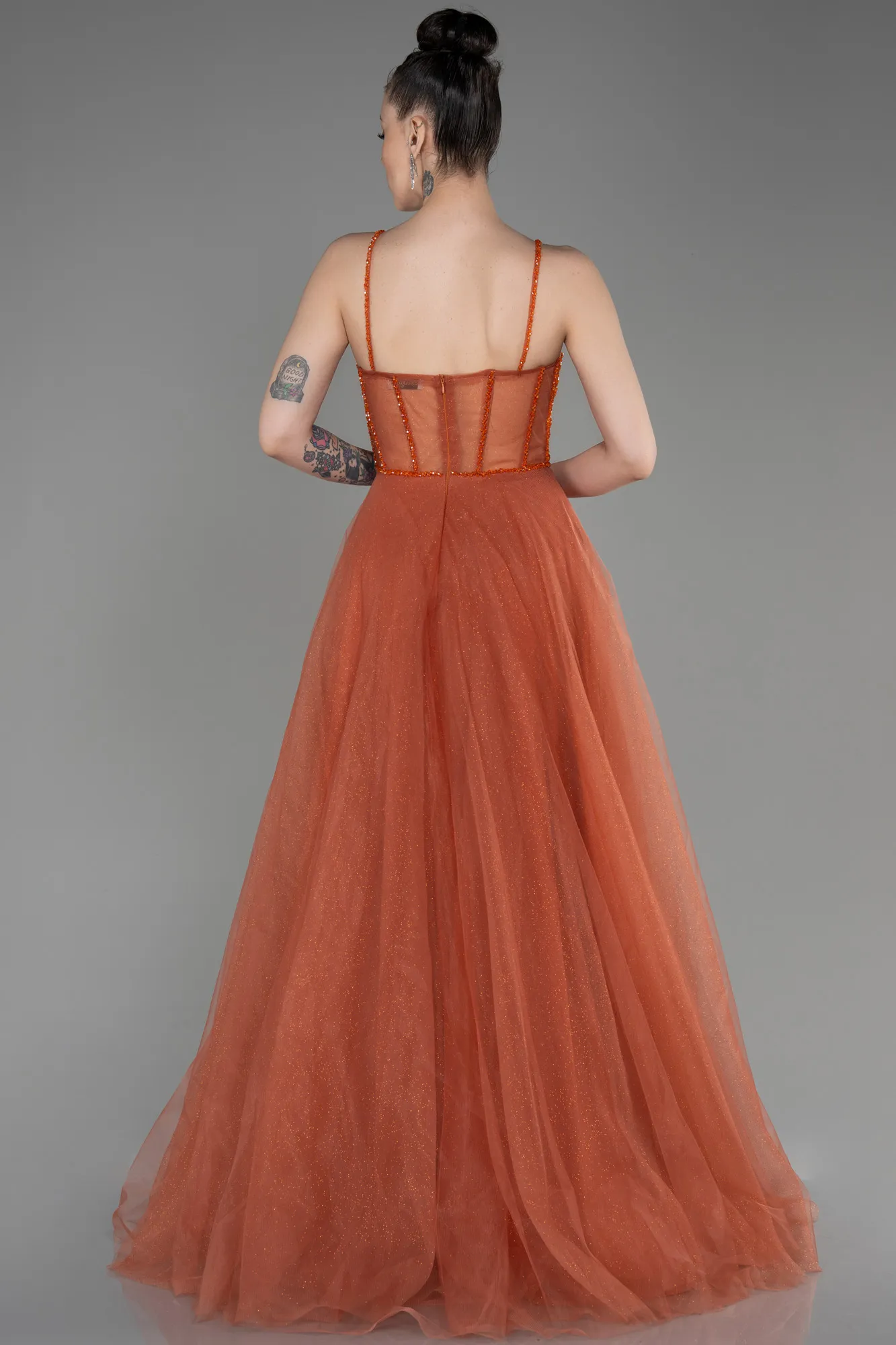 Orange-Long Evening Dress ABU3805