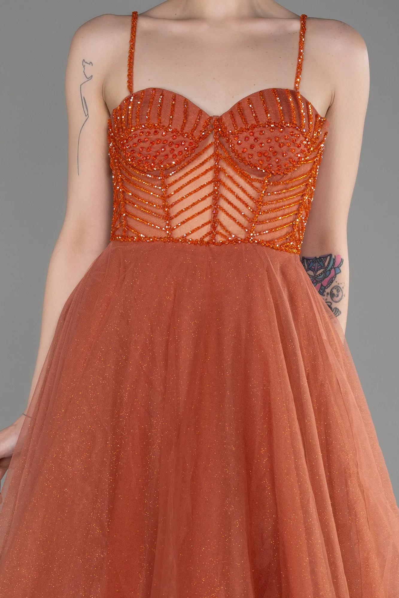Orange-Long Evening Dress ABU3805