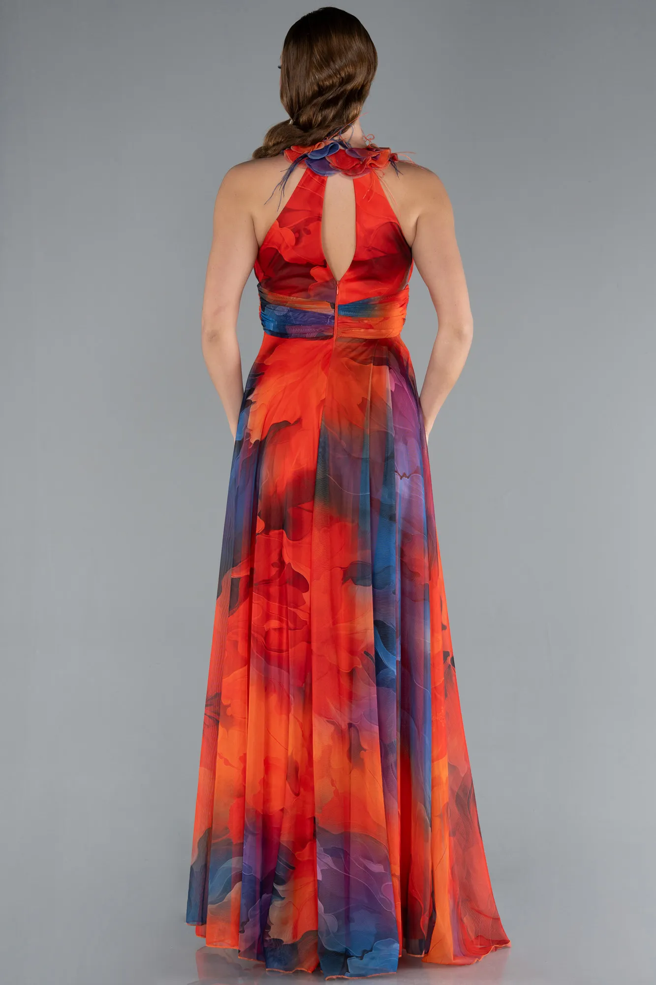 Orange-Long Evening Dress ABU4901
