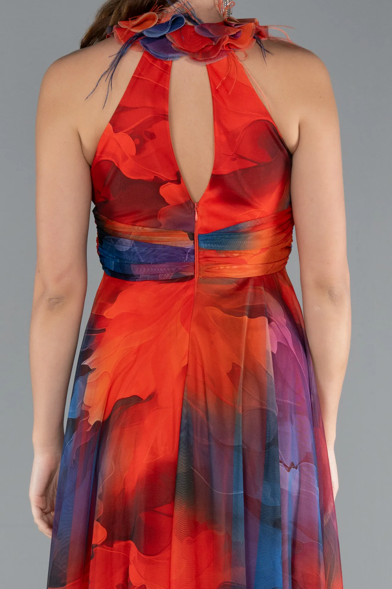 Orange-Long Evening Dress ABU4901