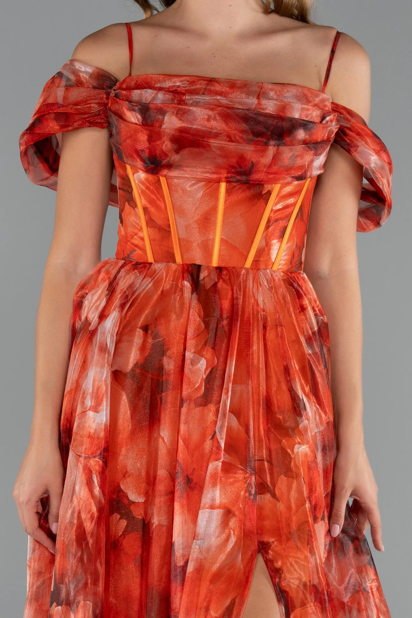 Orange-Long Evening Dress ABU5133