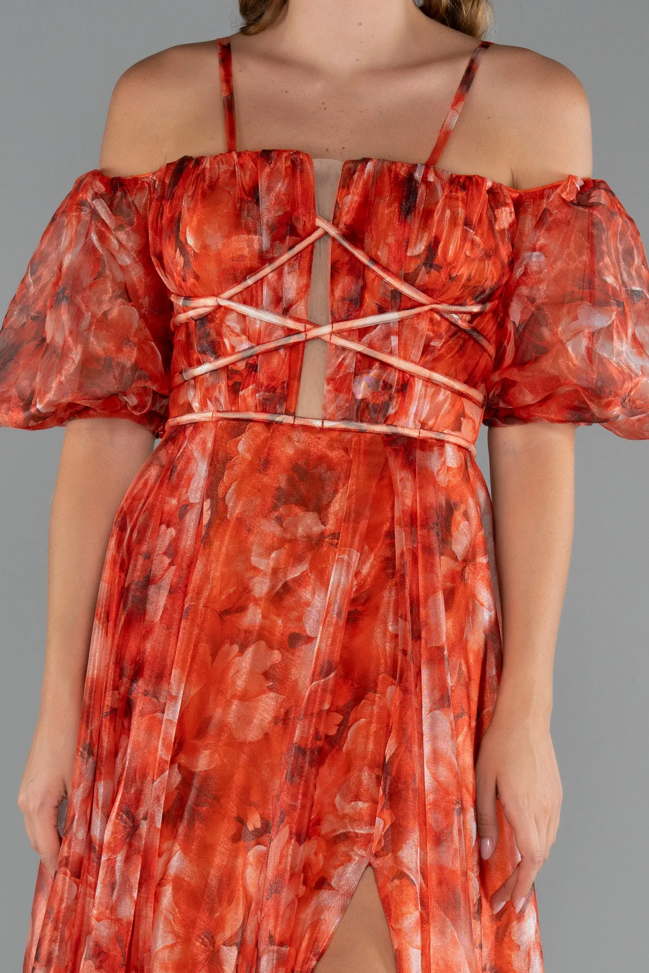 Orange-Long Evening Dress ABU5221