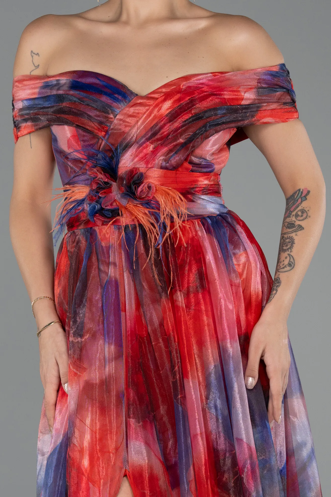 Orange-Long Evening Dress ABU5262