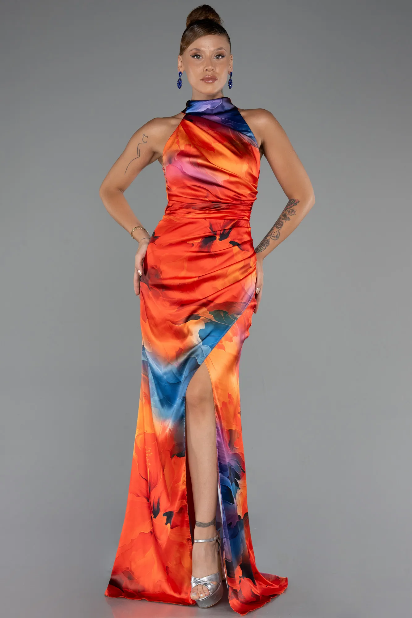 Orange-Long Evening Dress ABU5305