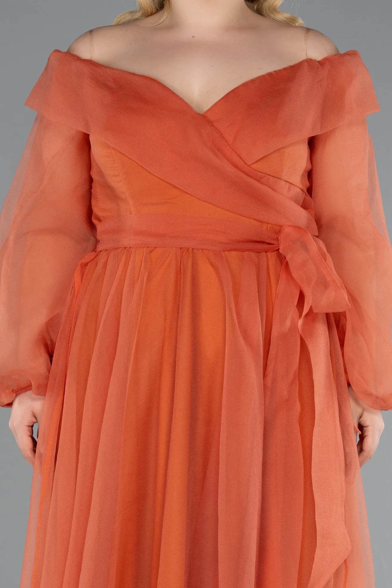 Orange-Long Oversized Evening Dress ABU1535