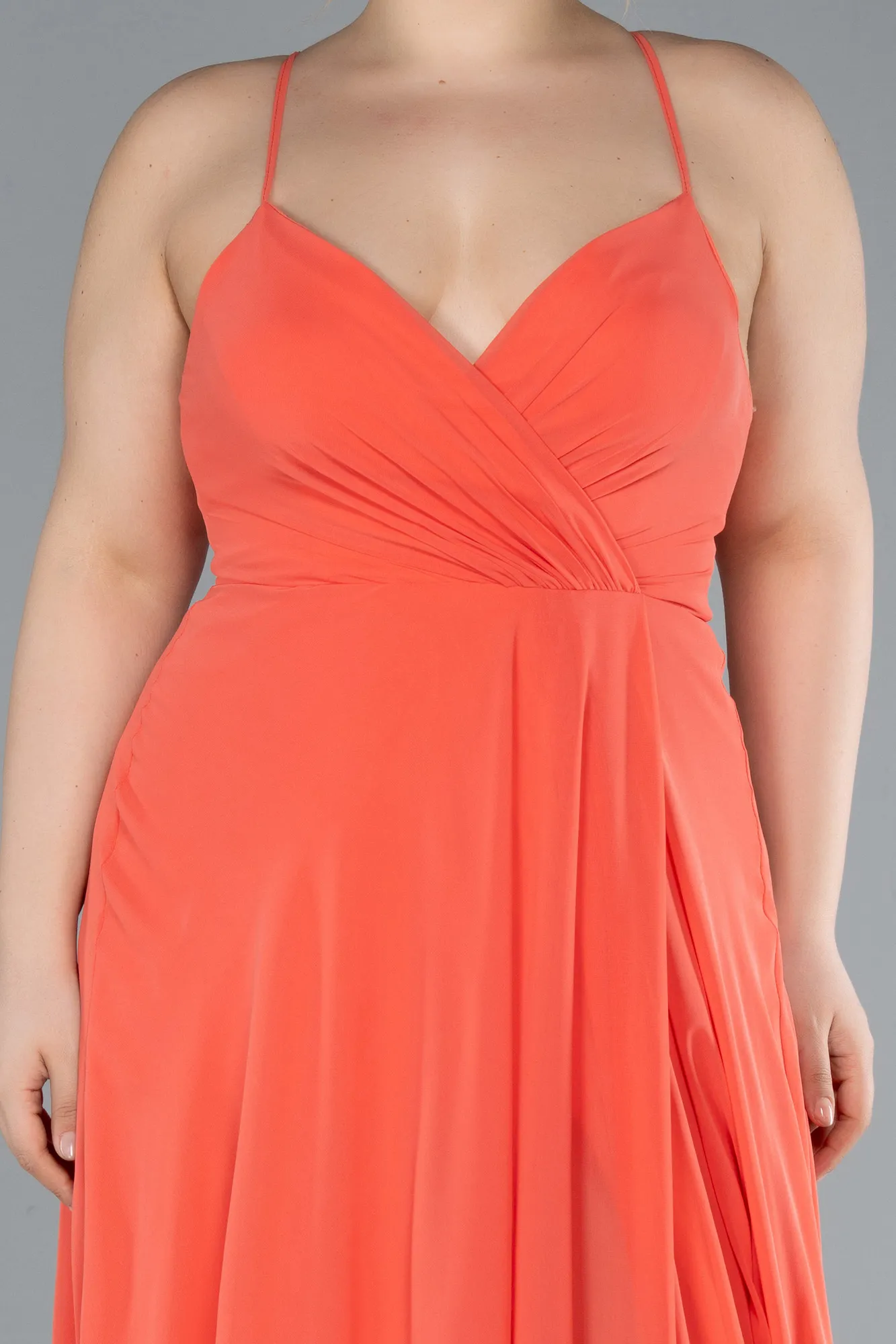 Orange-Long Plus Size Evening Dress ABU1324