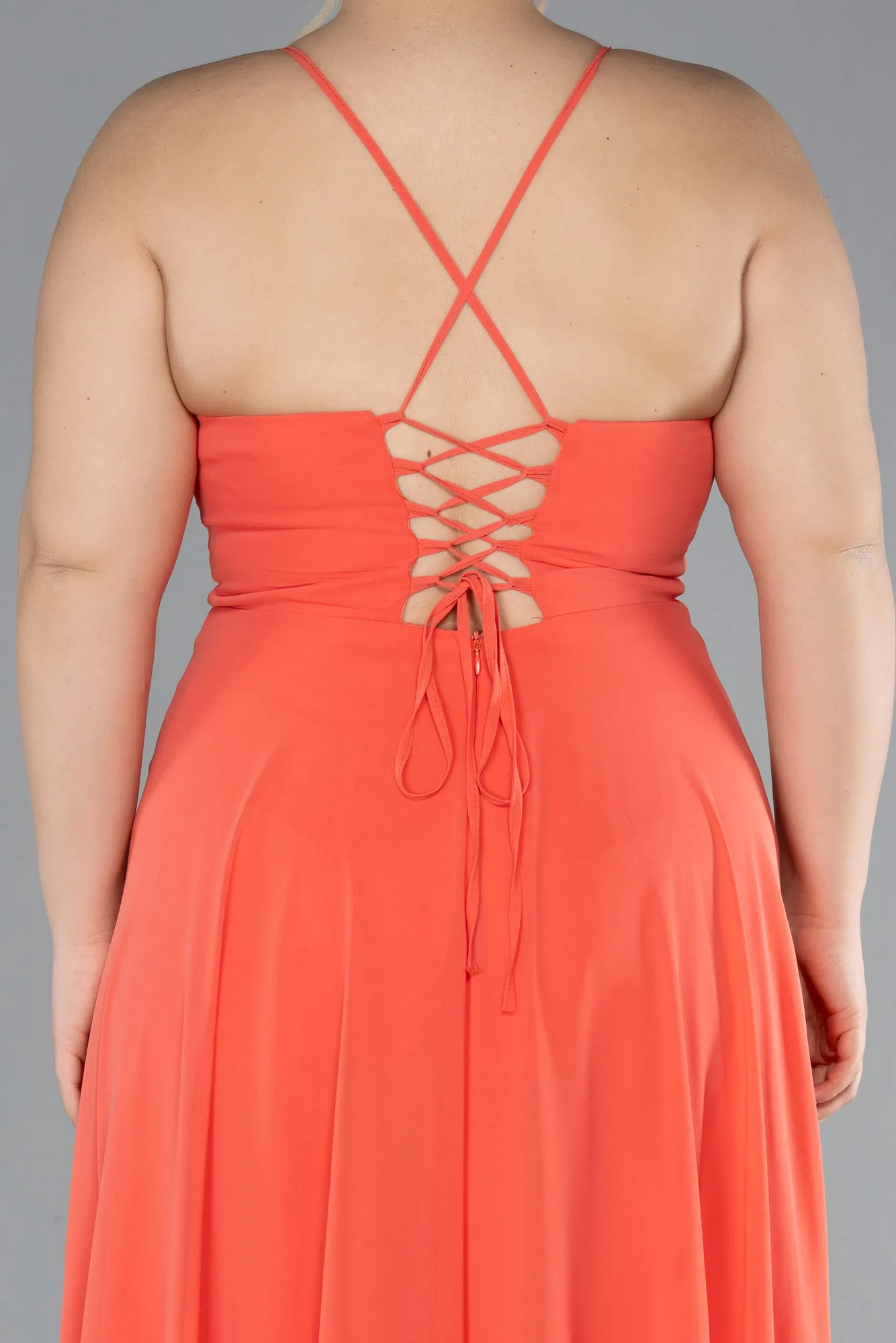 Orange-Long Plus Size Evening Dress ABU1324