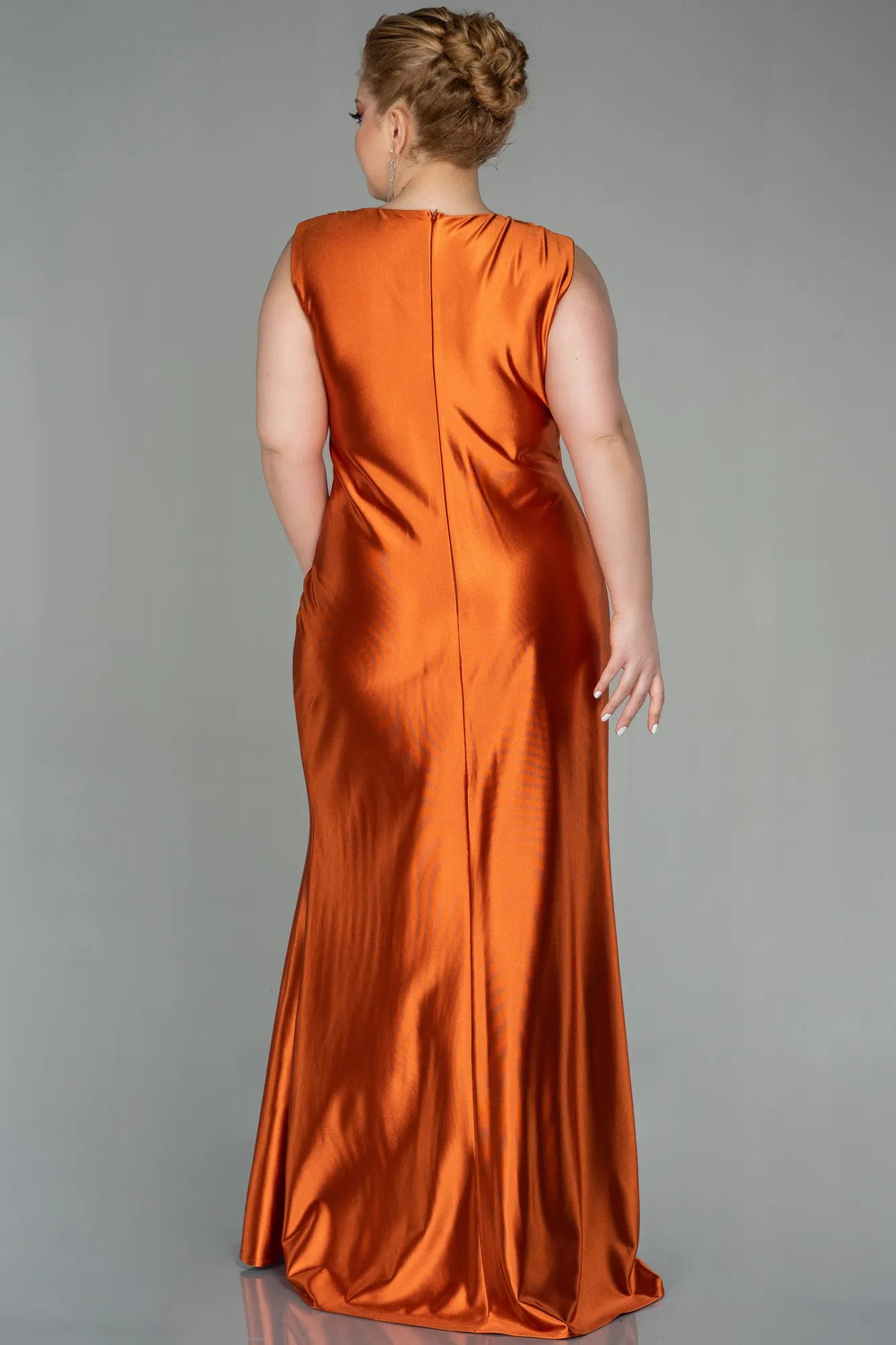 Orange-Long Plus Size Evening Dress ABU2366