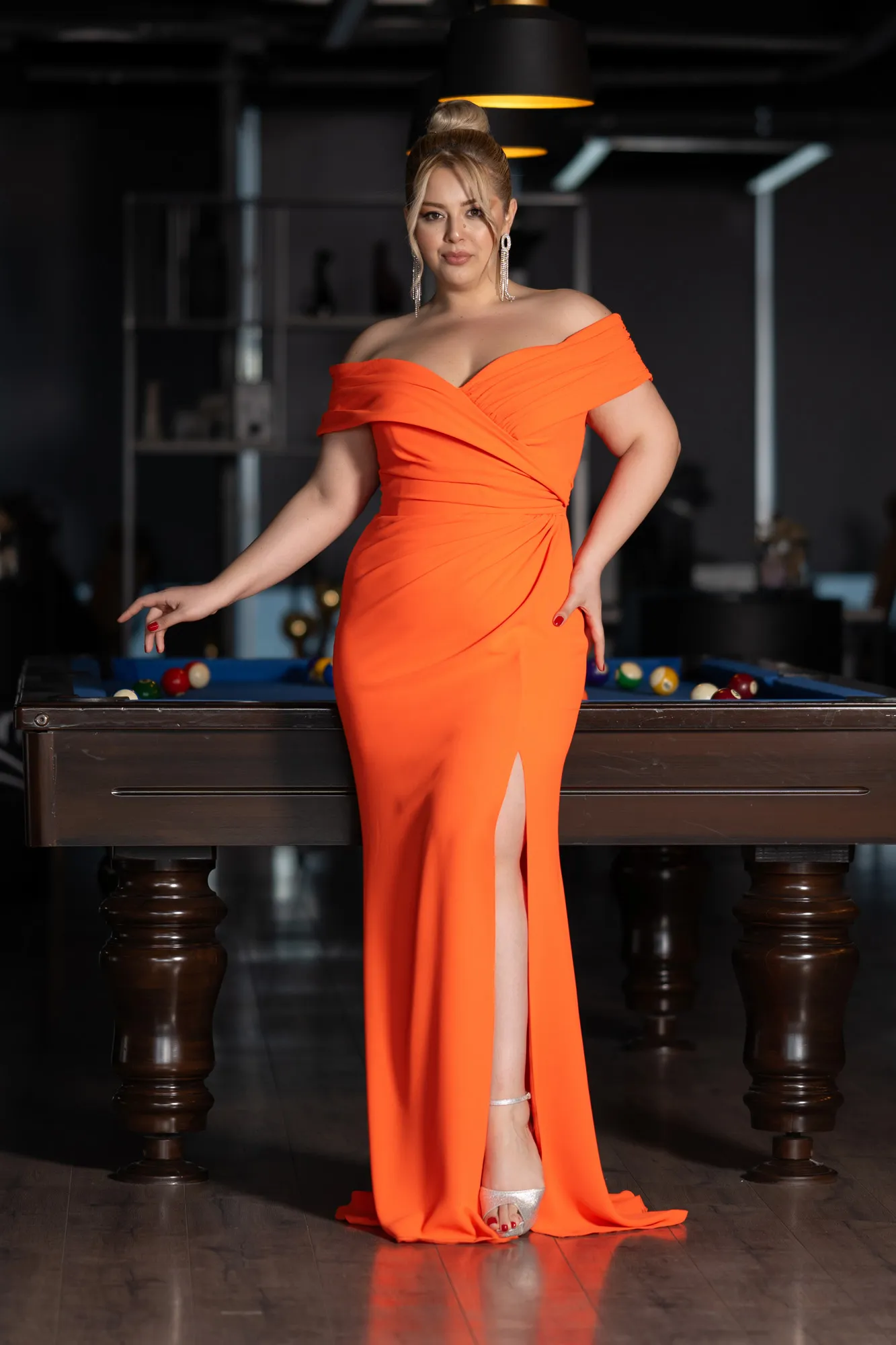 Orange-Long Plus Size Evening Dress ABU3172