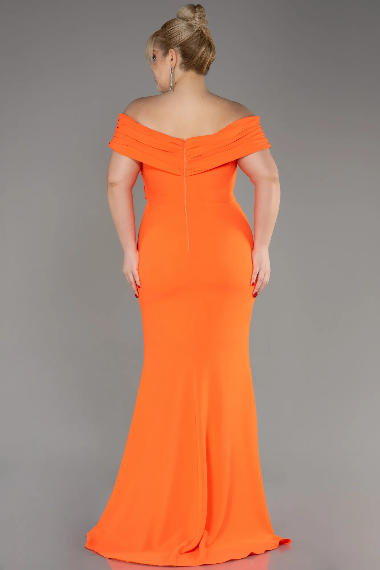 Orange-Long Plus Size Evening Dress ABU3172