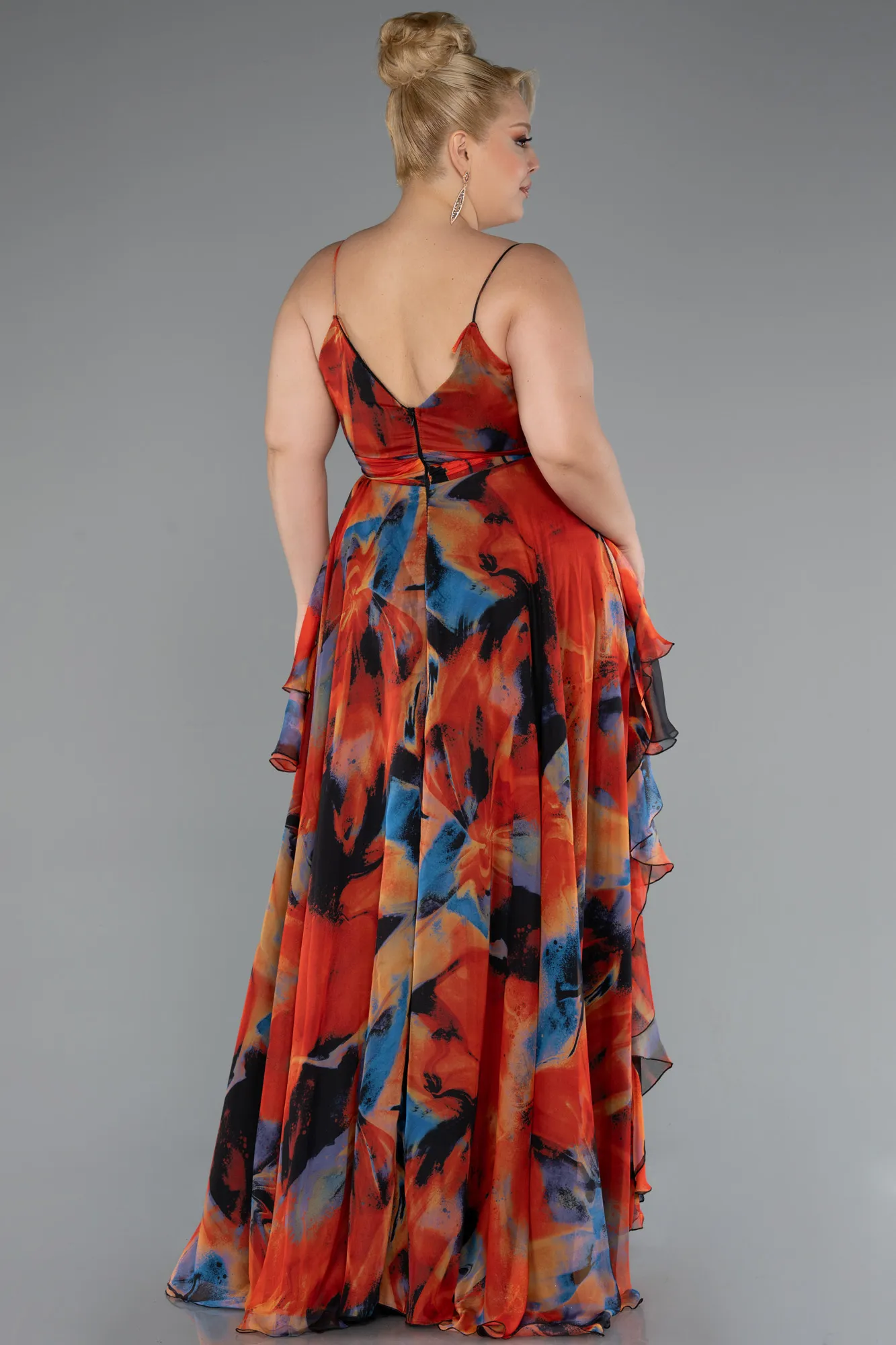 Orange-Long Plus Size Evening Dress ABU5211