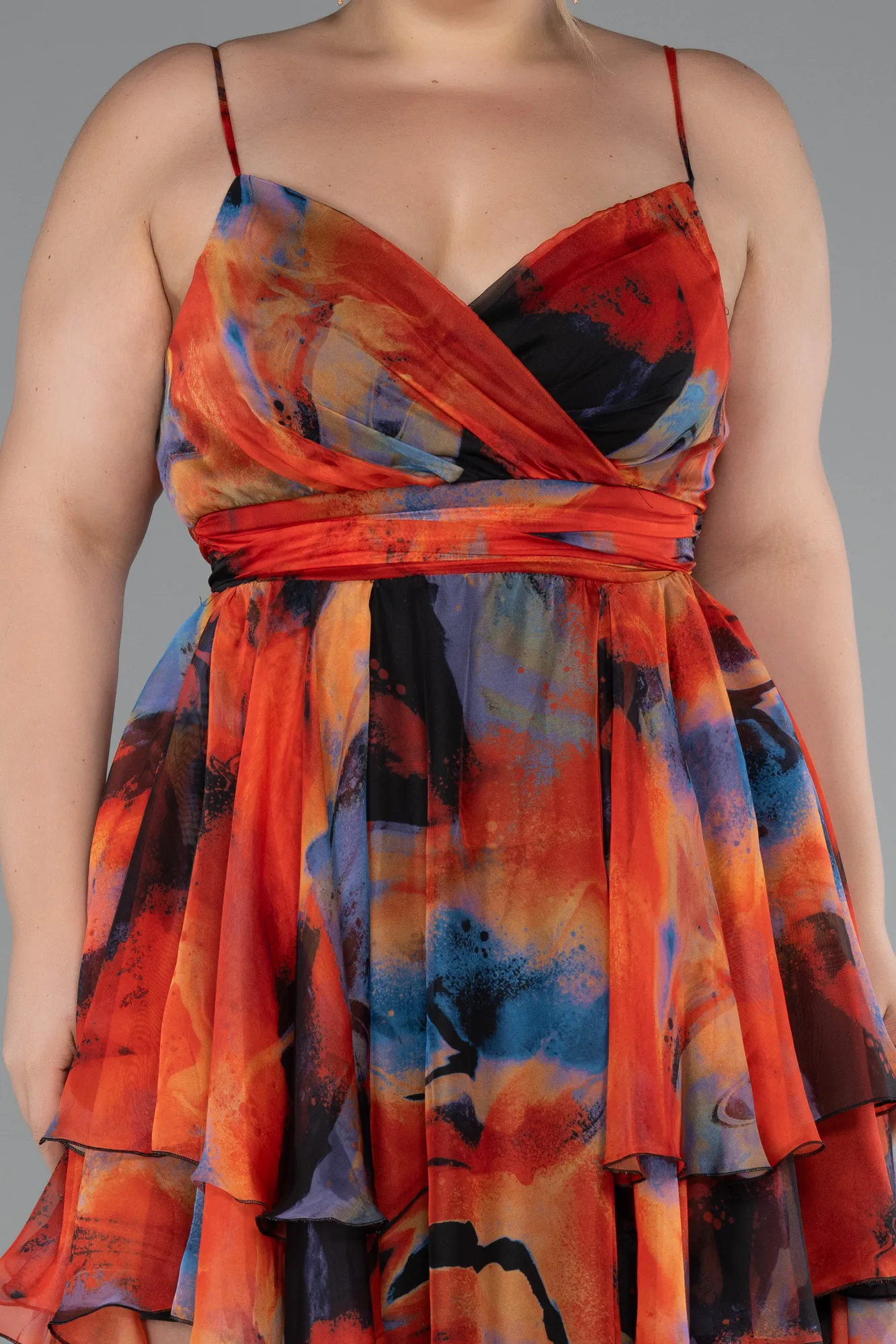 Orange-Long Plus Size Evening Dress ABU5211