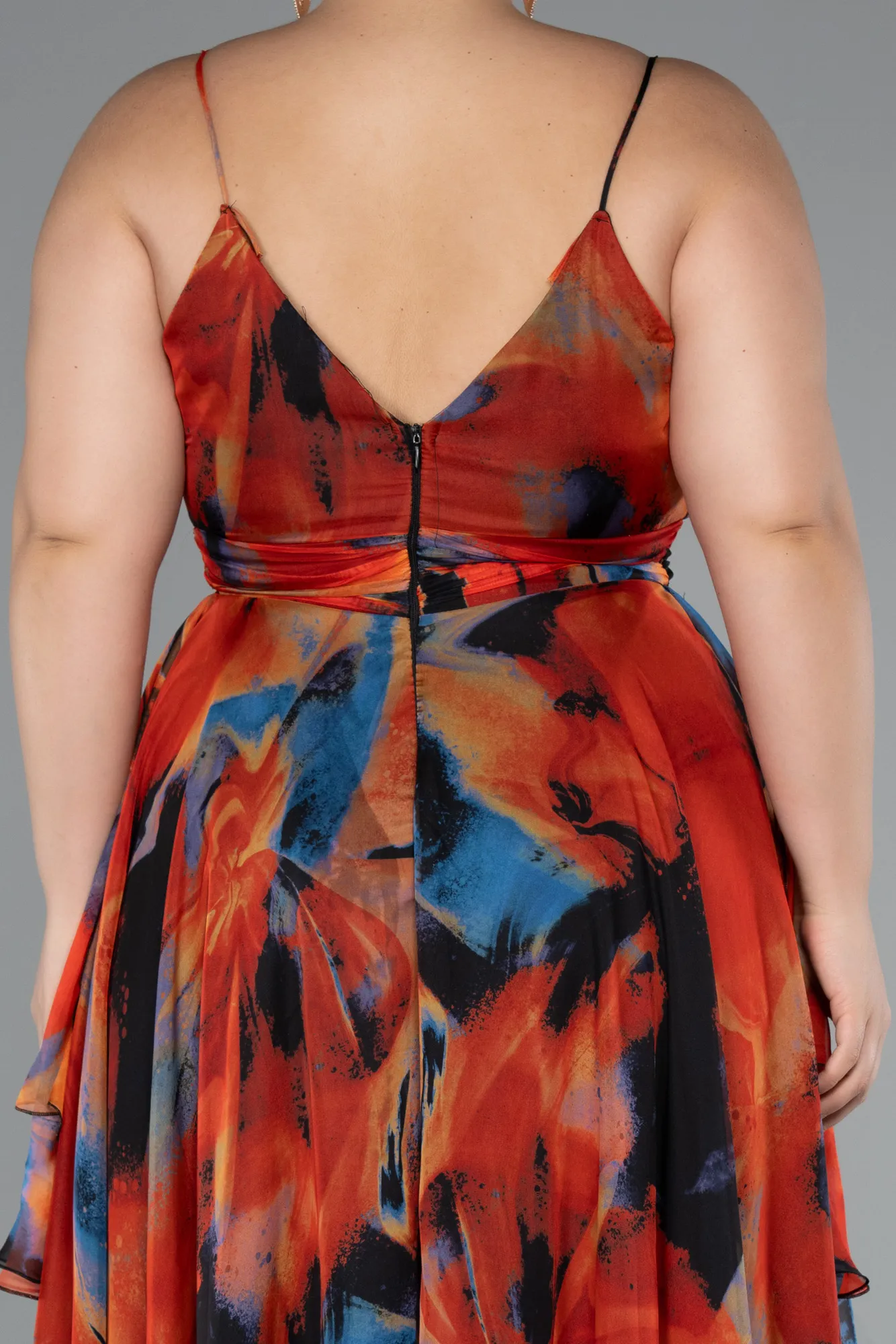 Orange-Long Plus Size Evening Dress ABU5211