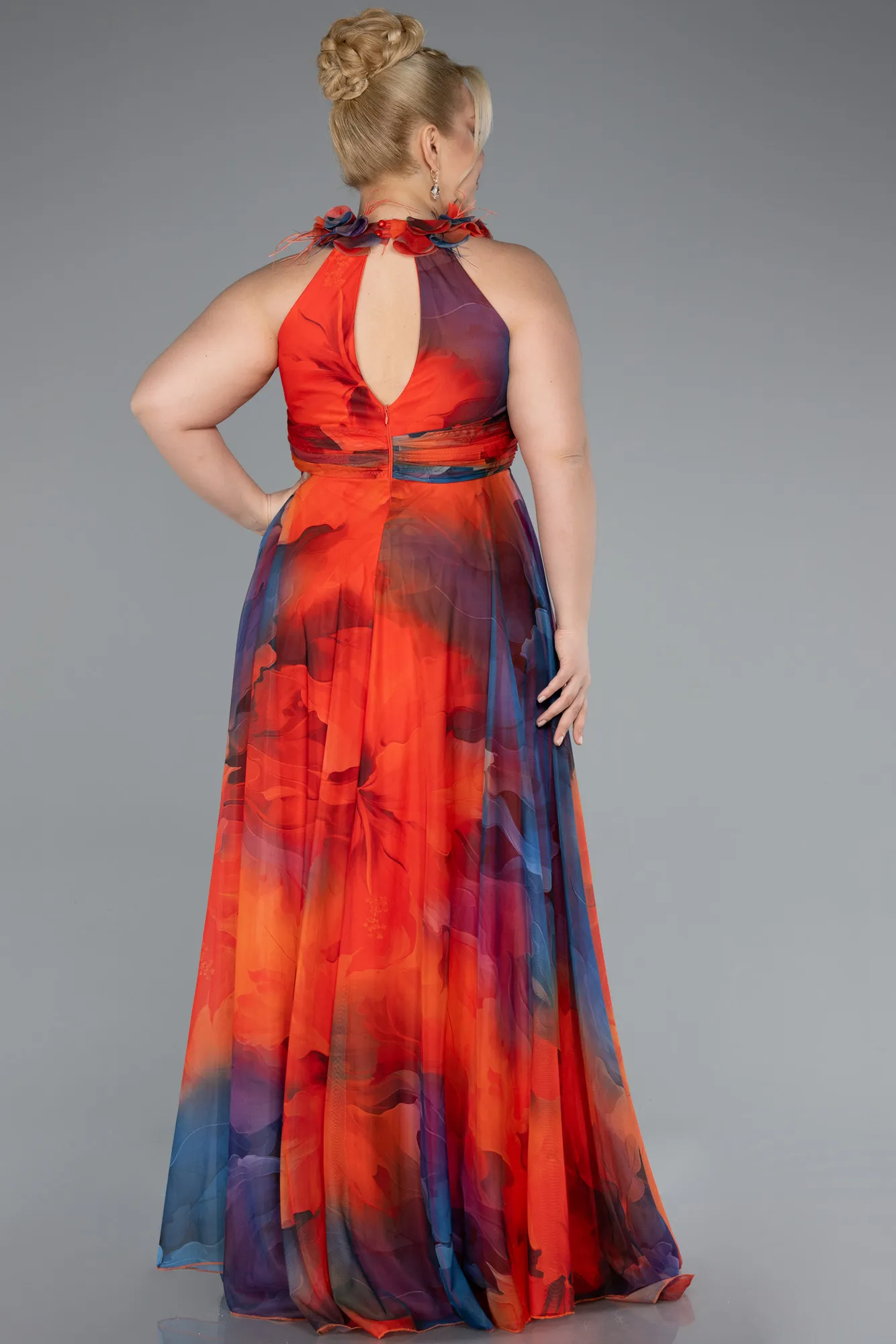 Orange-Long Plus Size Evening Gown ABU4902