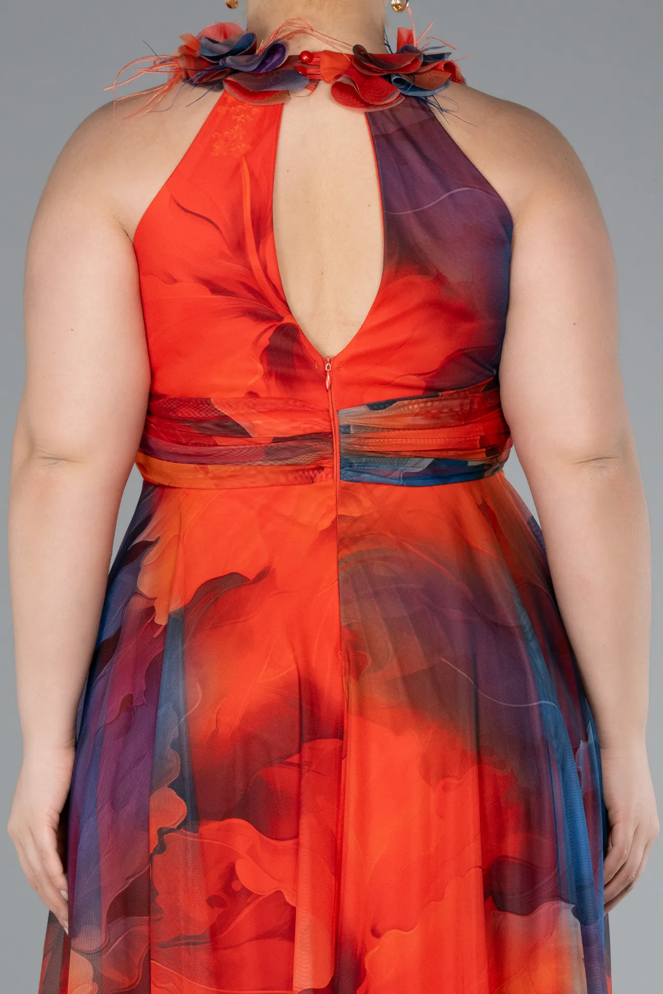 Orange-Long Plus Size Evening Gown ABU4902