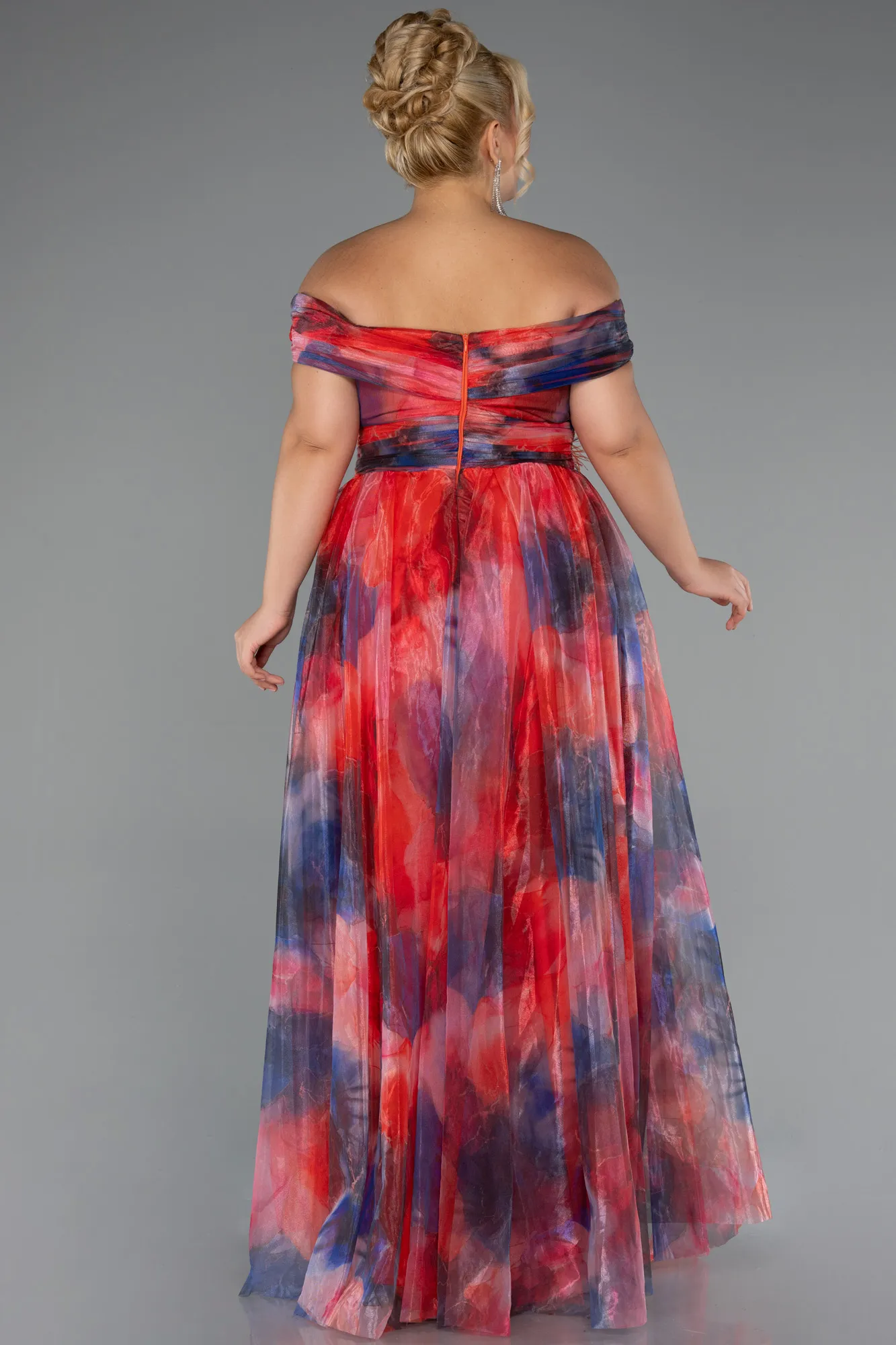 Orange-Long Plus Size Evening Gown ABU5263