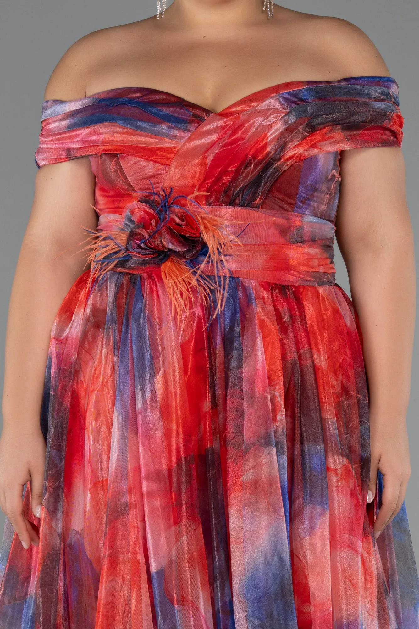 Orange-Long Plus Size Evening Gown ABU5263