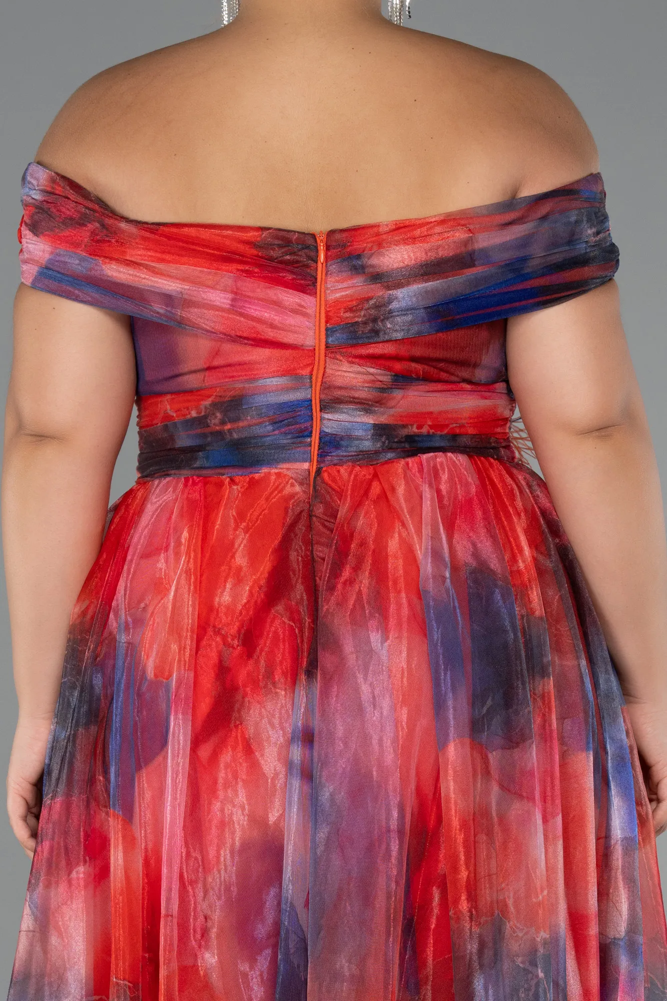 Orange-Long Plus Size Evening Gown ABU5263