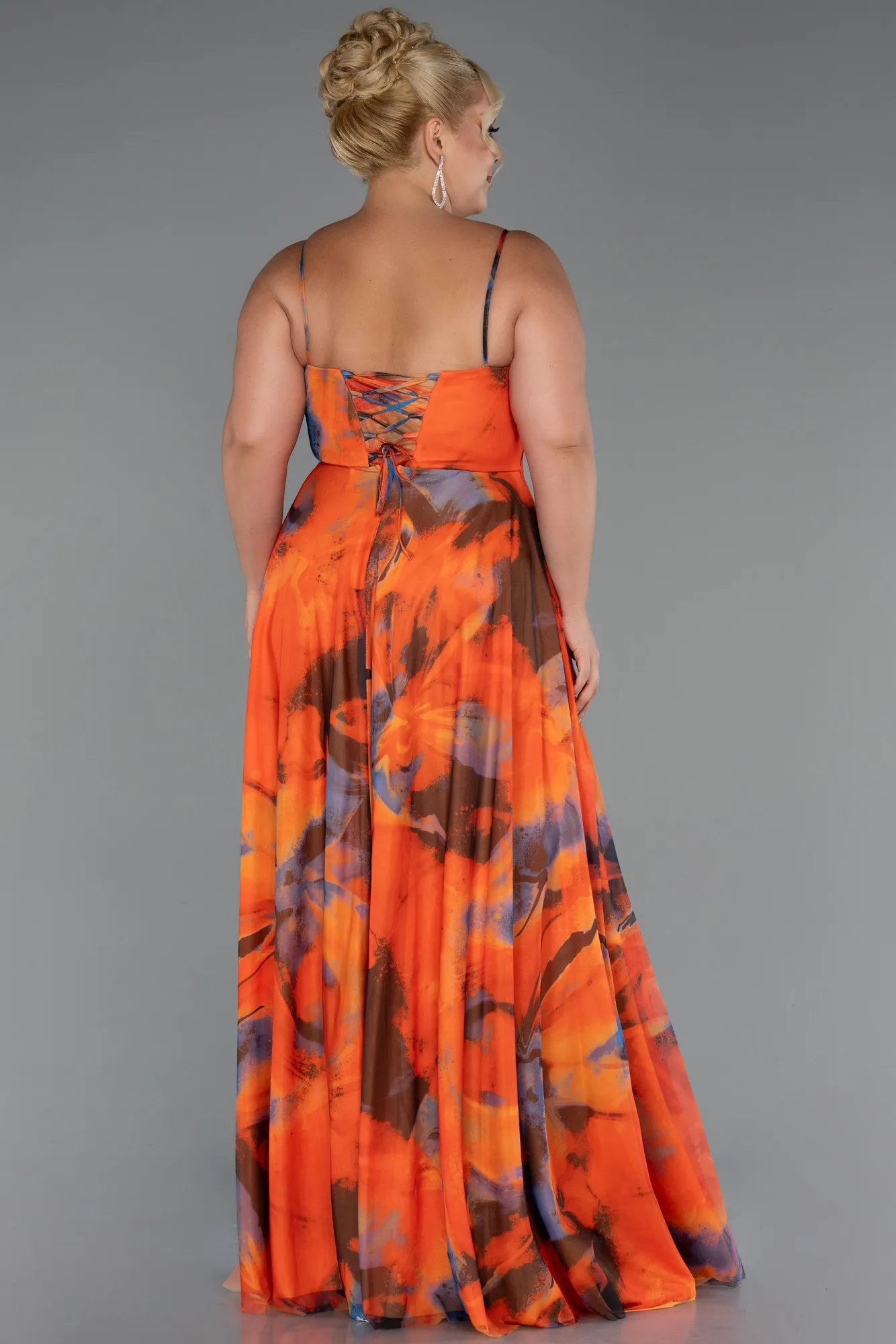 Orange-Long Plus Size Prom Dress ABU5268