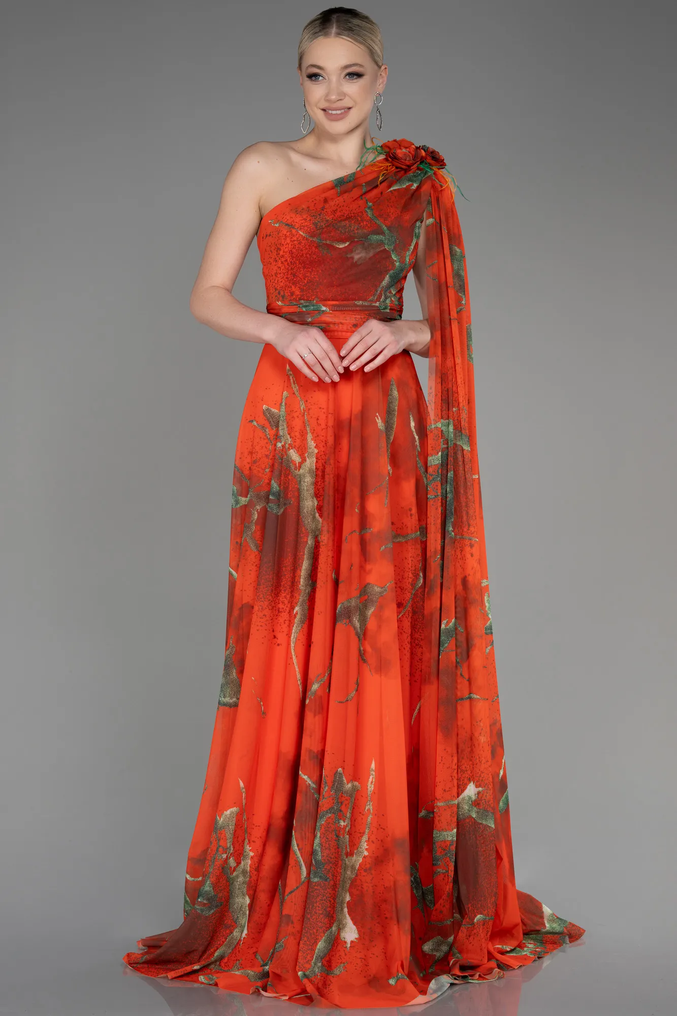 Orange-Long Prom Gown ABU3773