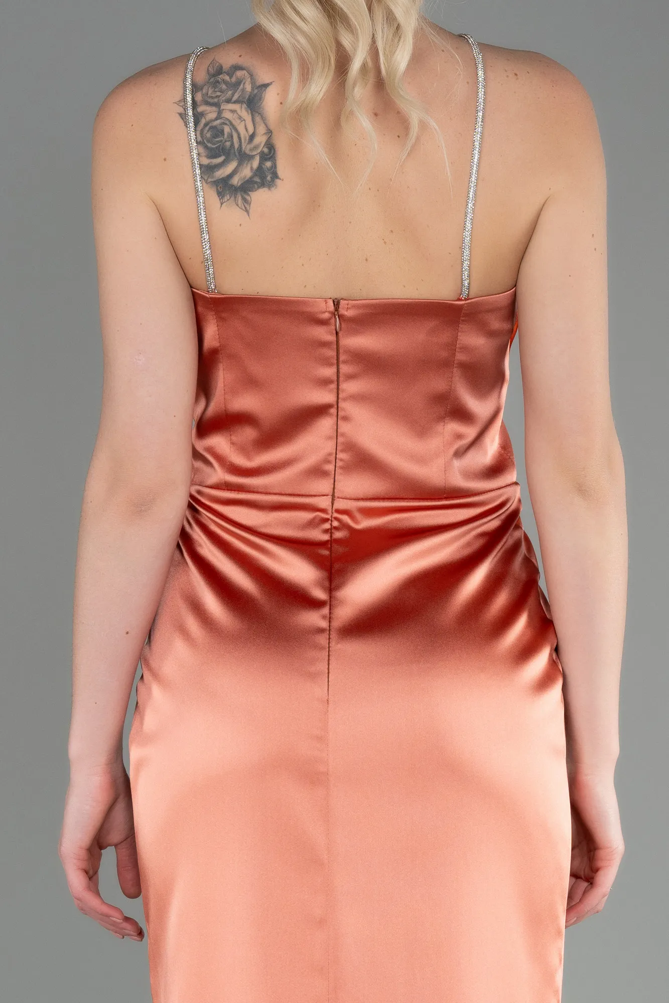 Orange-Long Satin Prom Gown ABU3525