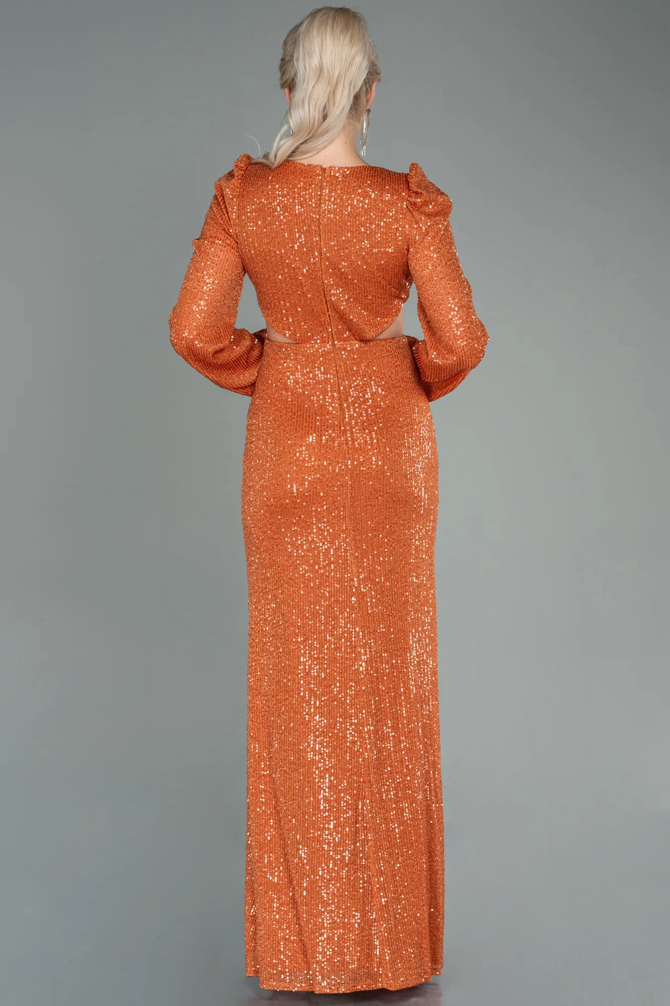 Orange-Long Scaly Evening Dress ABU2784