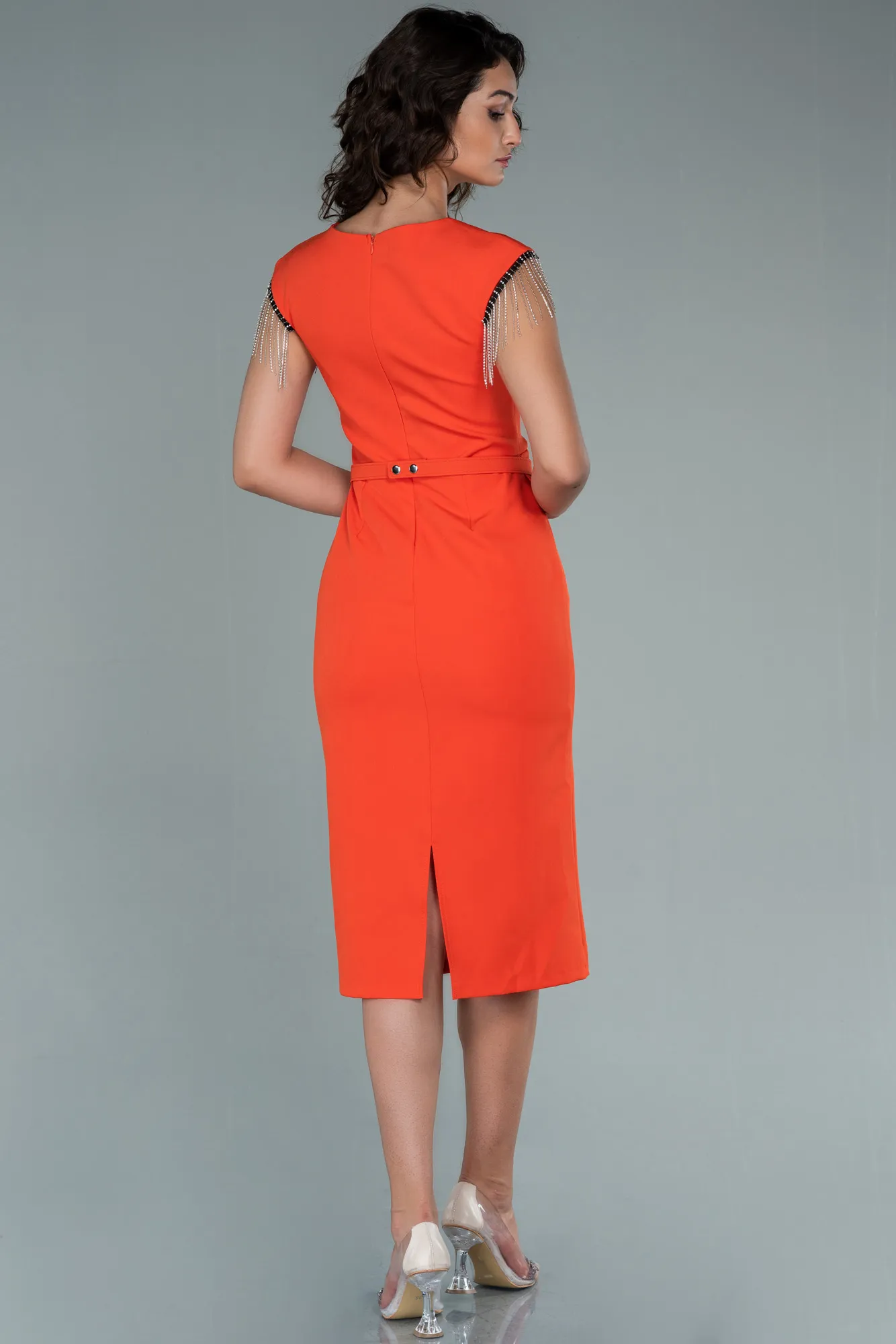 Orange-Midi Invitation Dress ABK1390