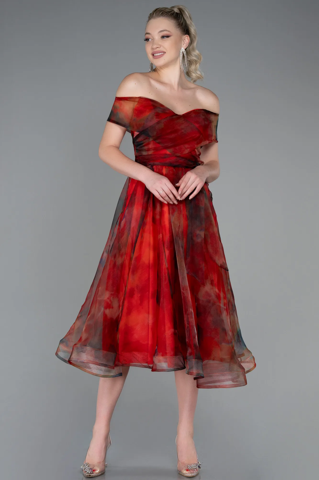 Orange-Midi Invitation Dress ABK1820