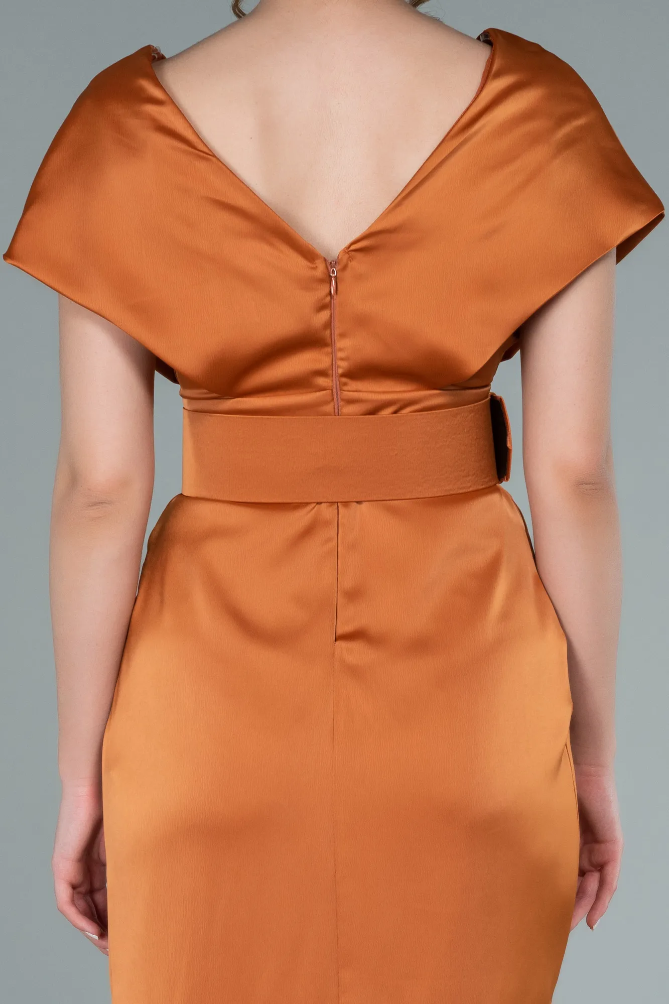 Orange-Short Satin Invitation Dress ABK1107