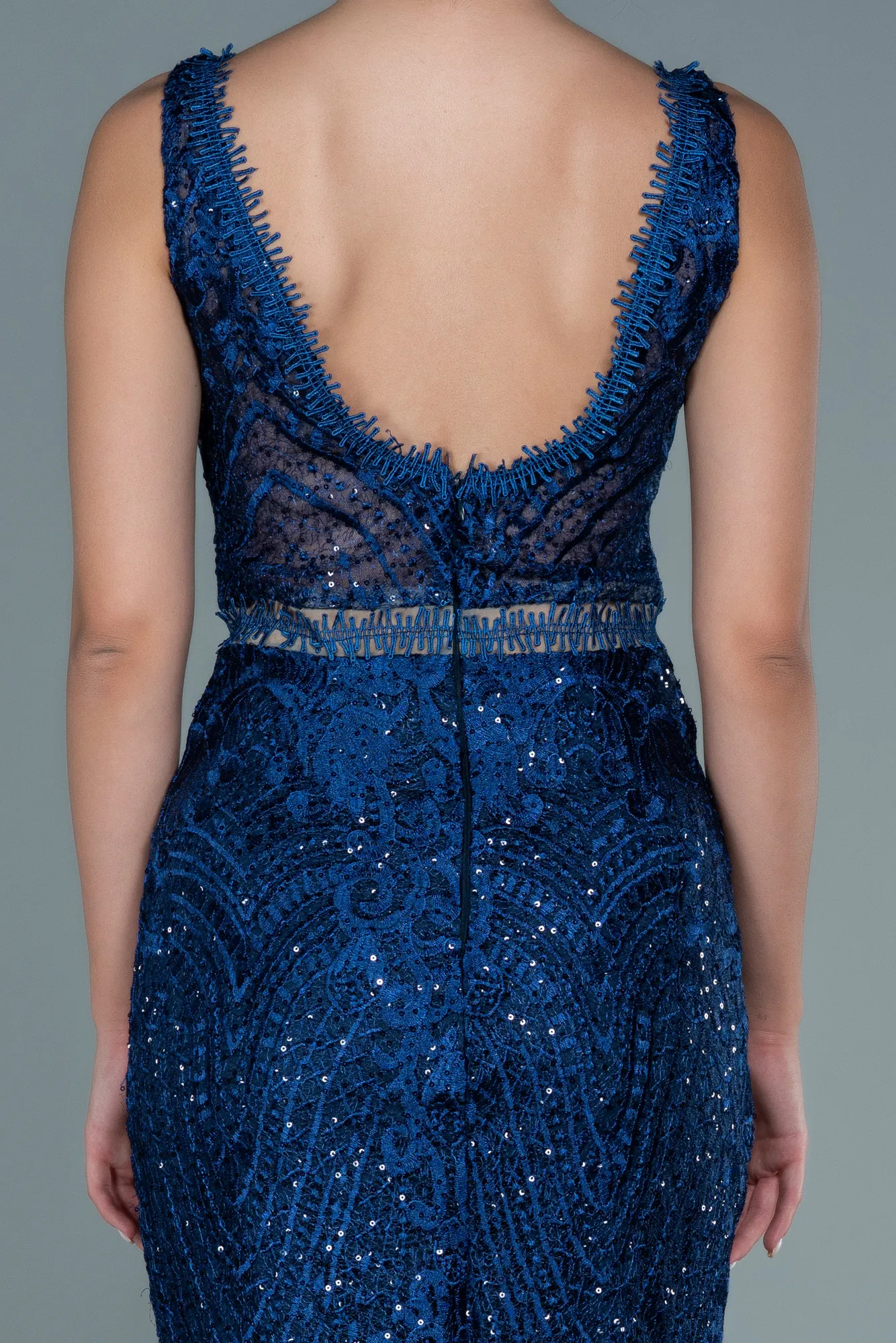 Parlement Blue-Long Laced Evening Dress ABU1611