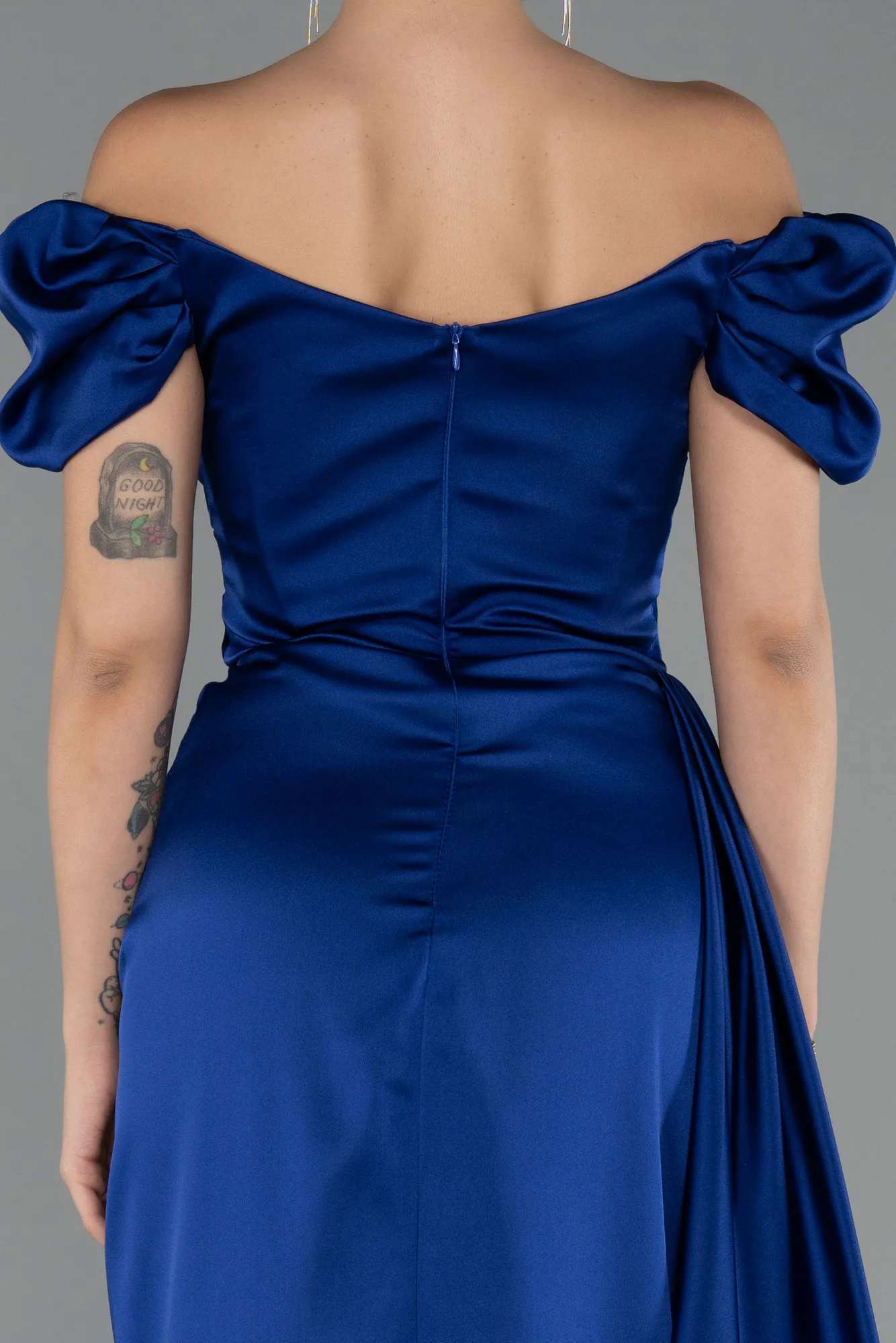 Parlement Blue-Long Satin Engagement Dress ABU1606