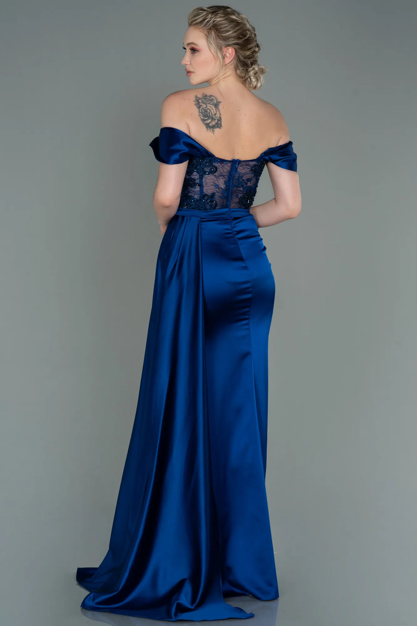 Parlement Blue-Long Satin Evening Dress ABU2374