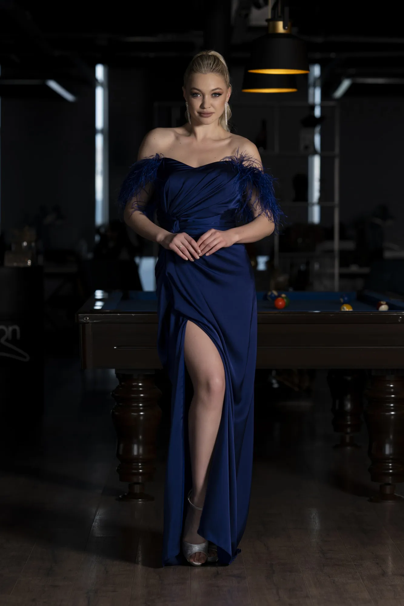 Parlement Blue-Long Satin Evening Dress ABU3631