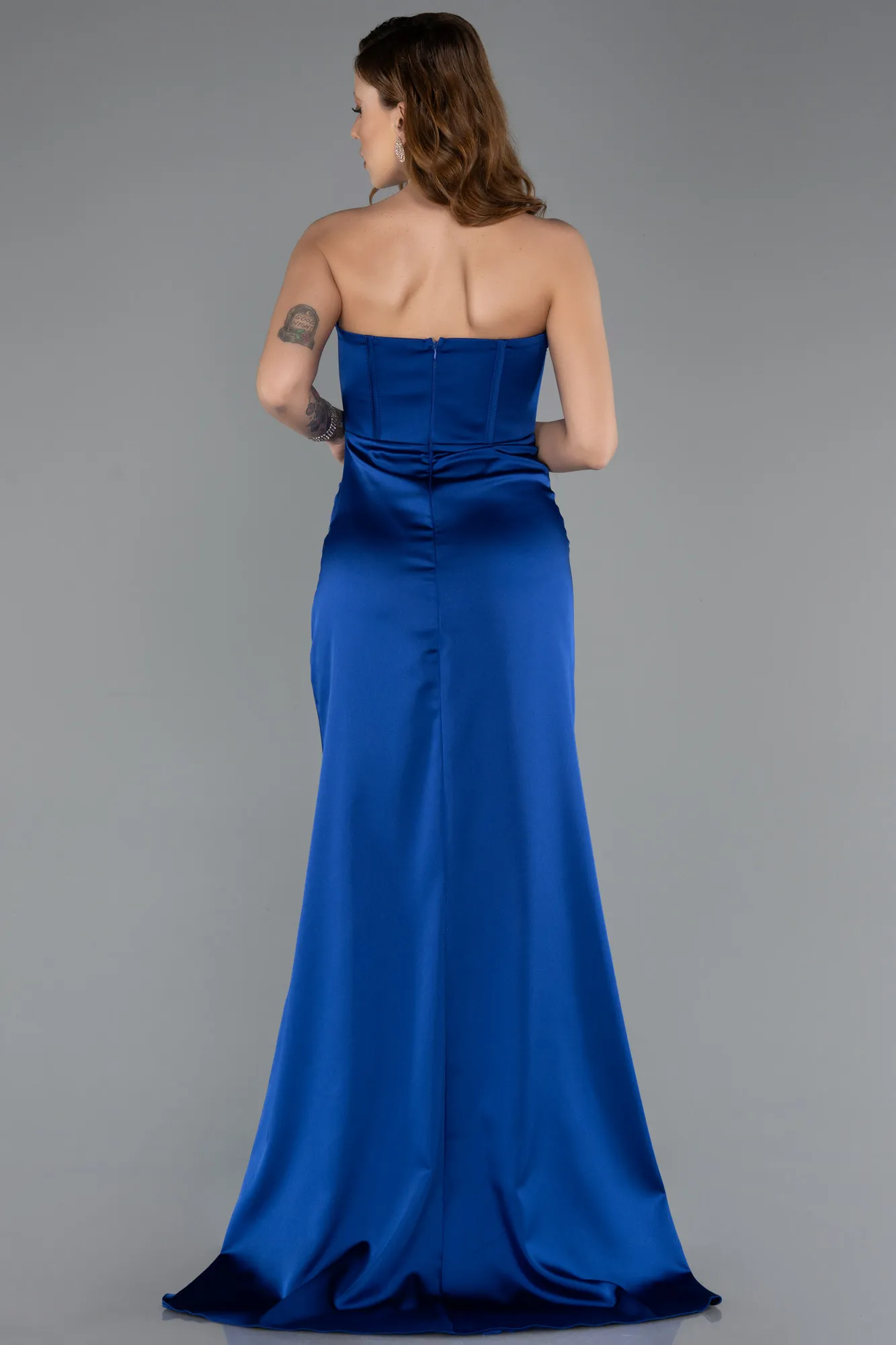 Parlement Blue-Long Satin Evening Dress ABU5499