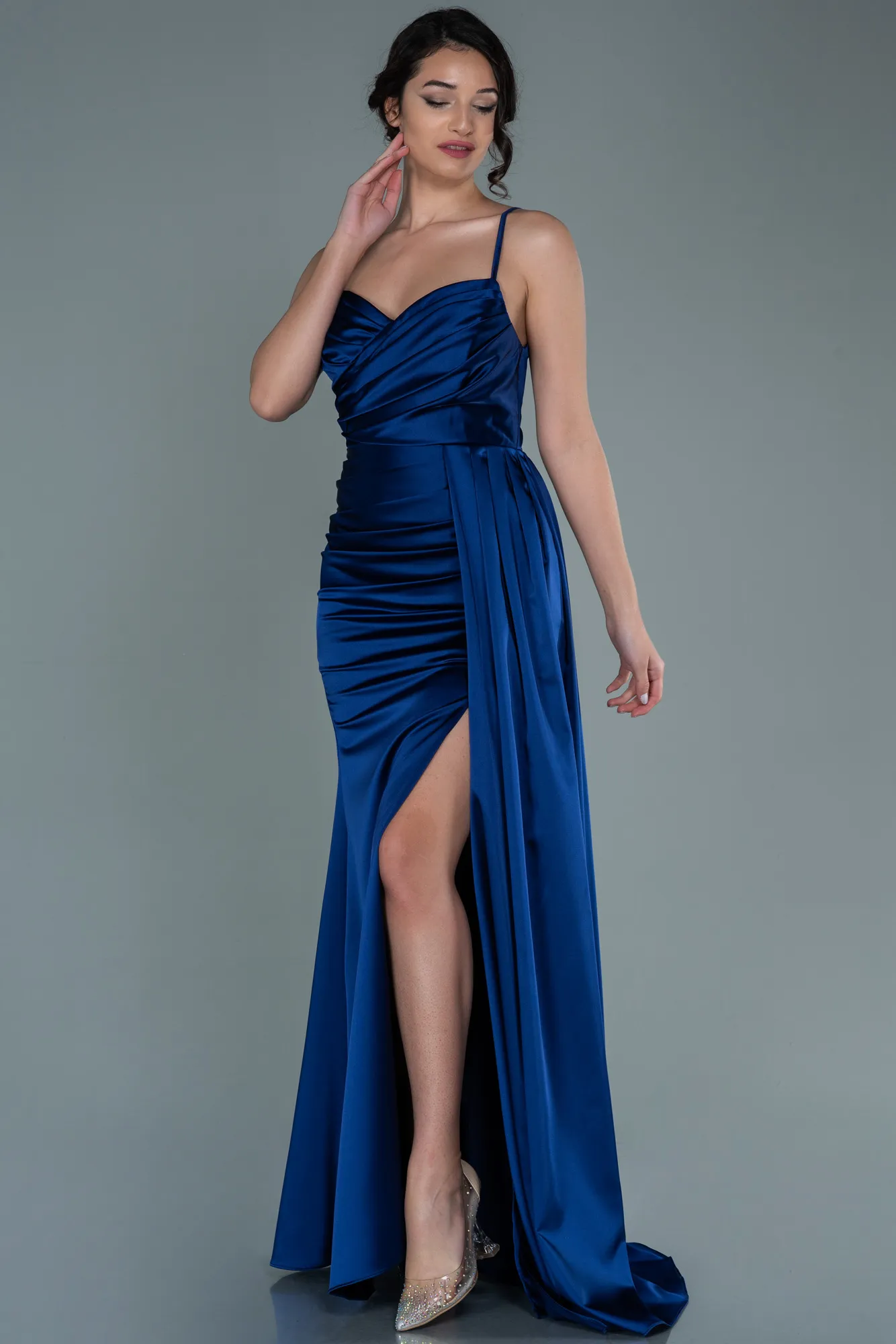 Parlement Blue-Long Satin Mermaid Evening Dress ABU1894