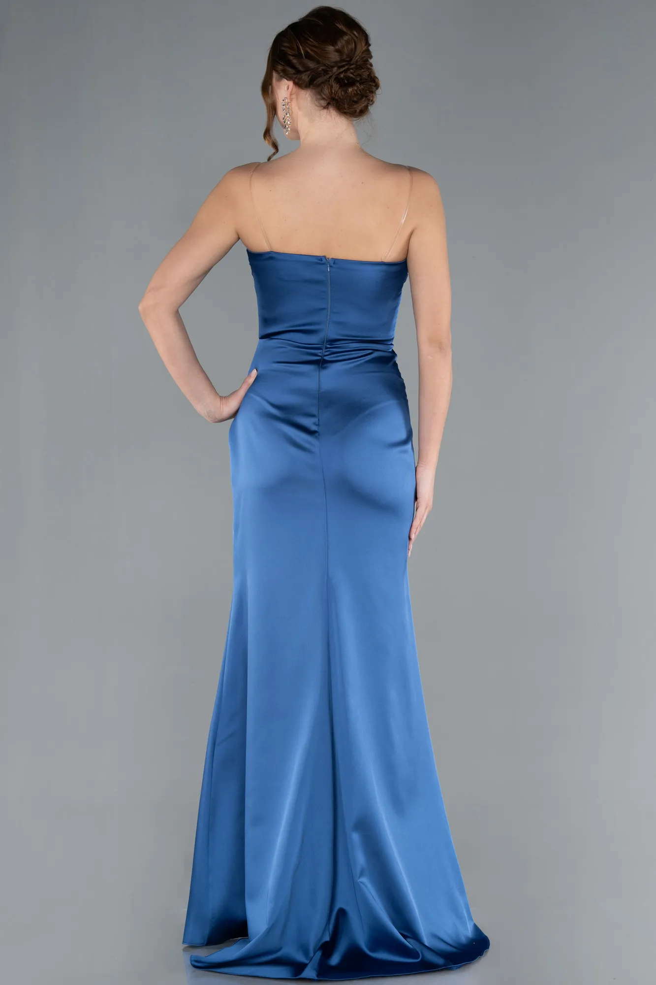 Parlement Blue-Long Satin Prom Gown ABU4663