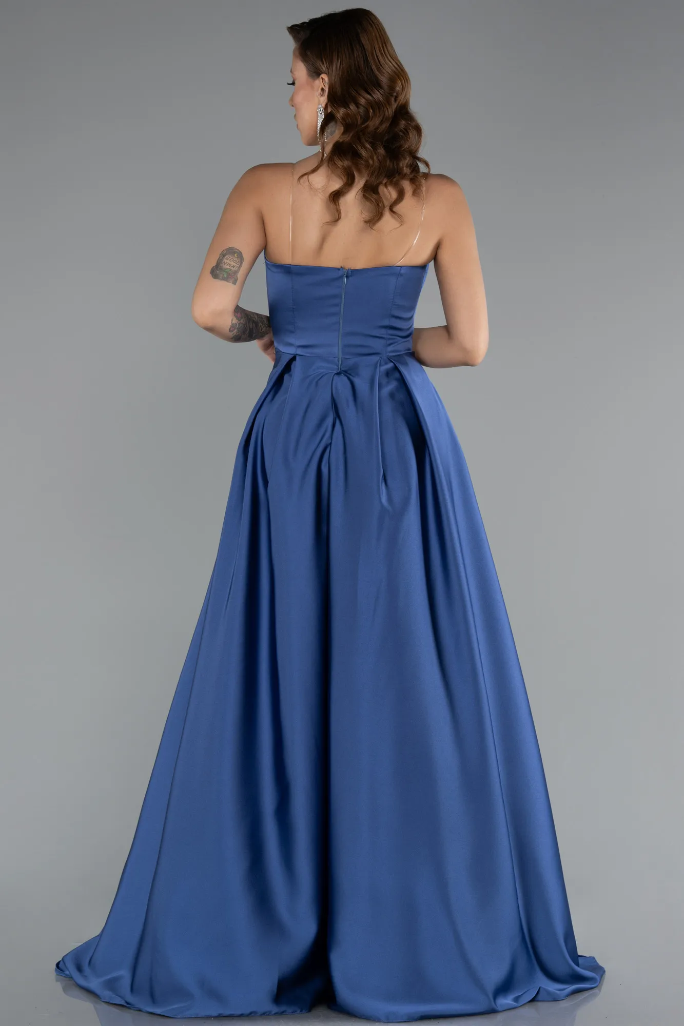 Parlement Blue-Long Satin Prom Gown ABU5105