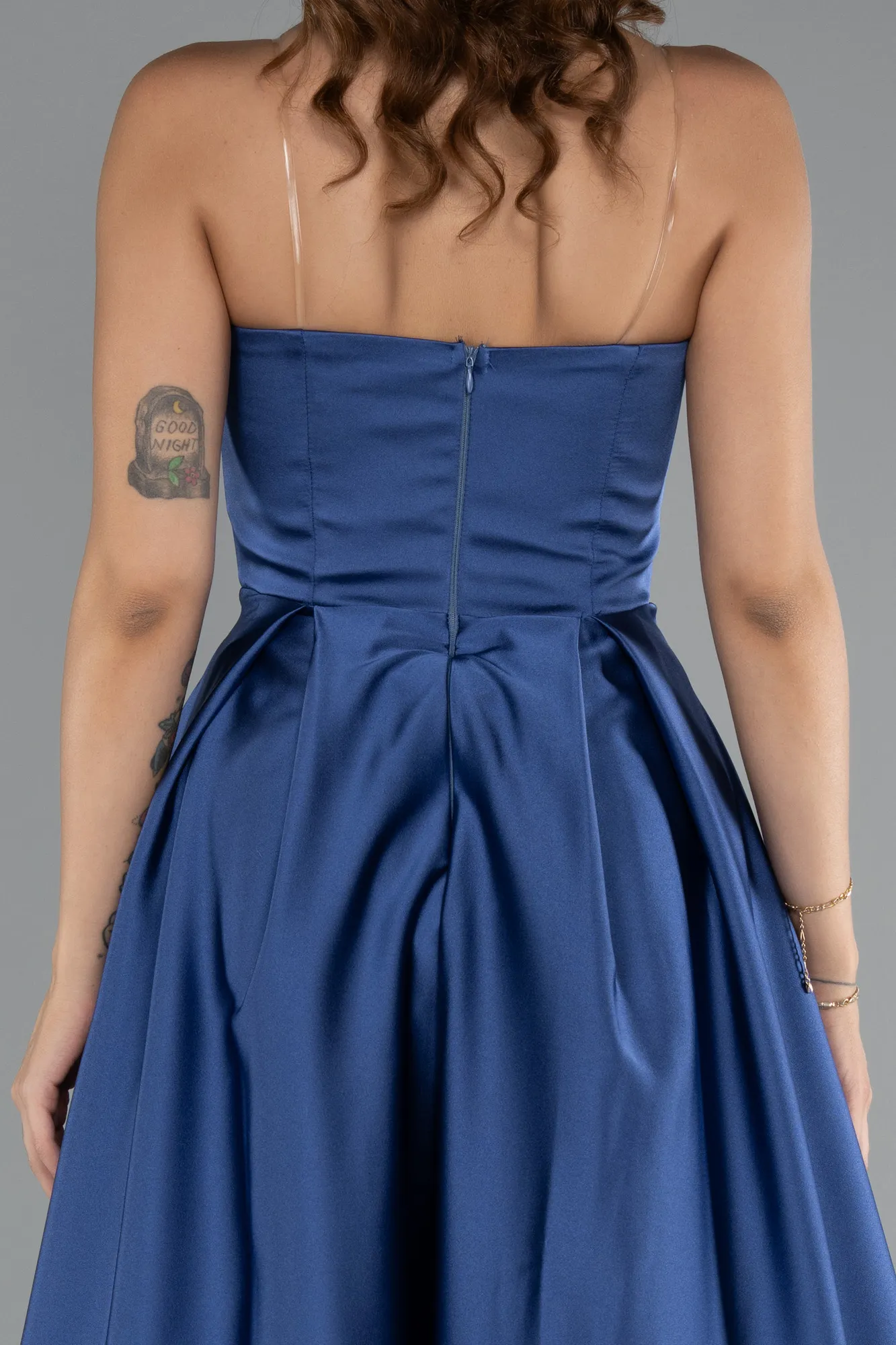 Parlement Blue-Long Satin Prom Gown ABU5105