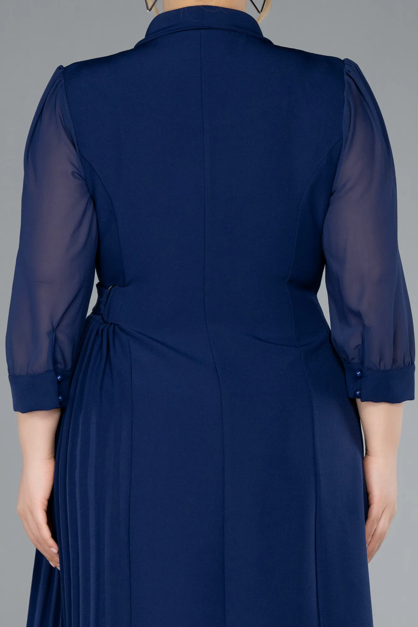 Parlement Blue-Midi Plus Size Evening Dress ABK2283