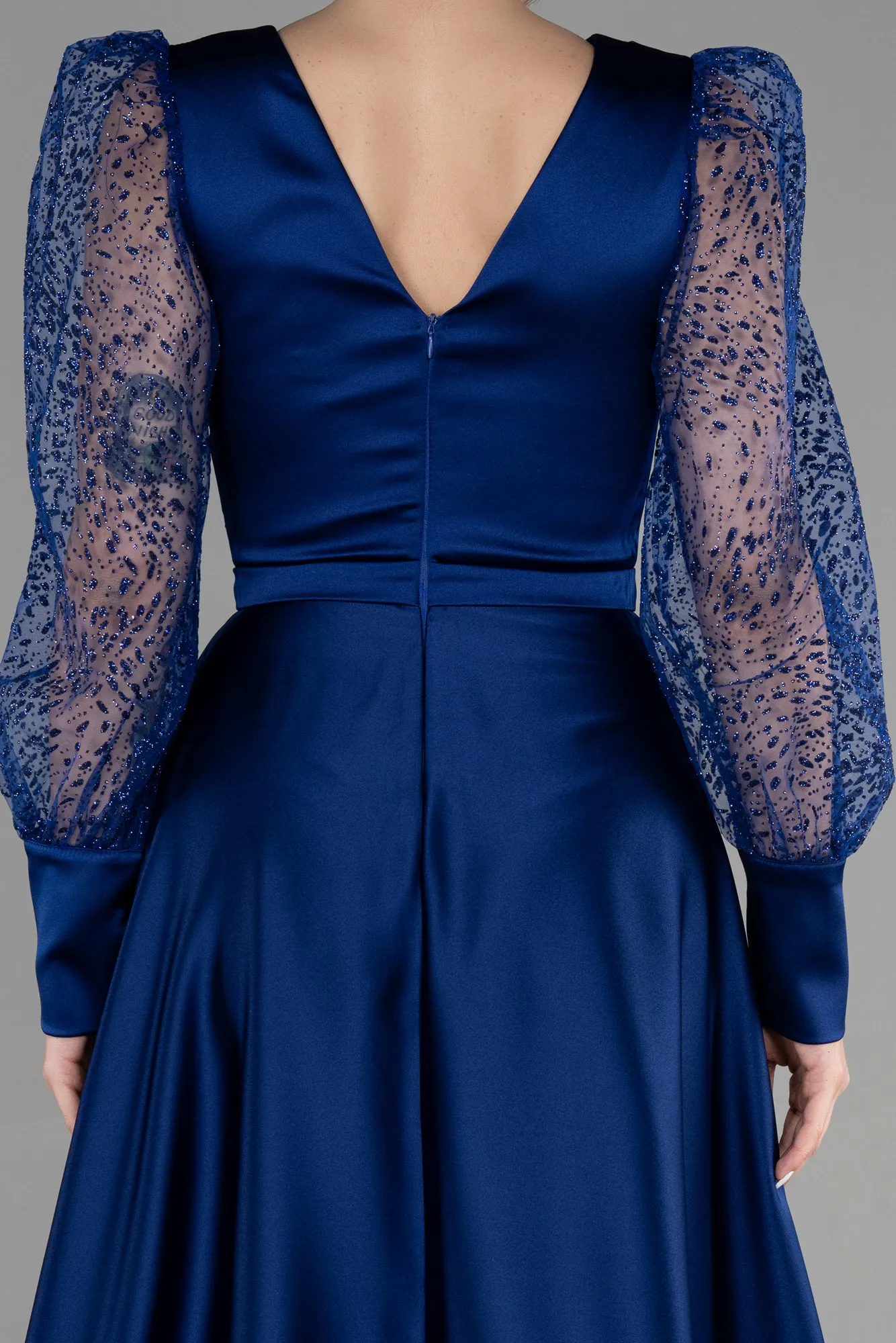 Parlement Blue-Midi Satin Invitation Dress ABK1887