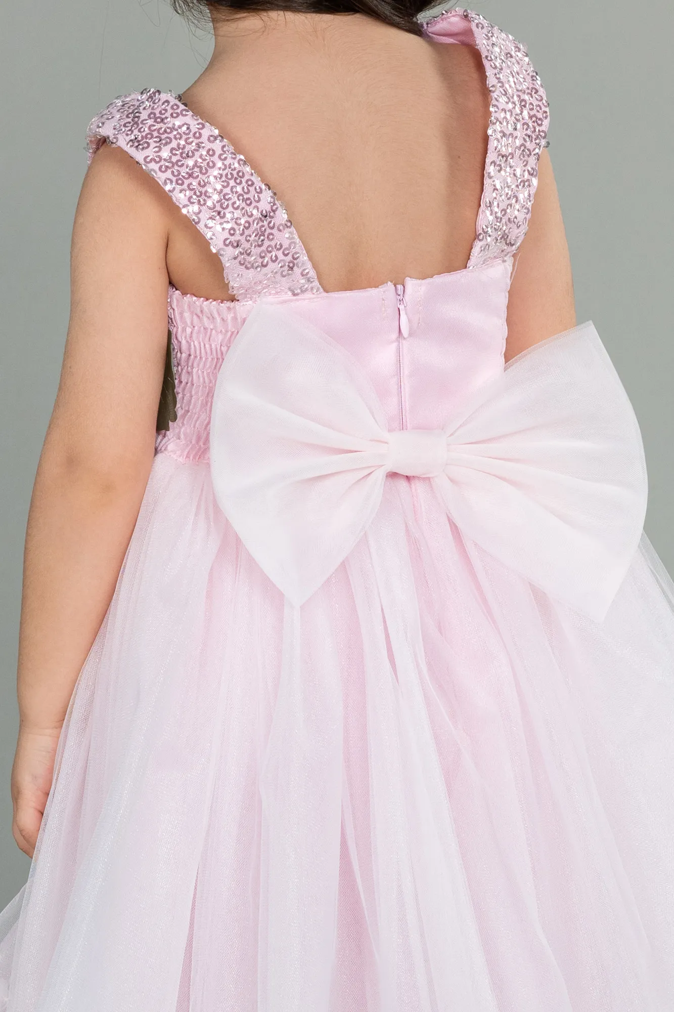 Pink-Front Short Back Long Girl Dress ABO102