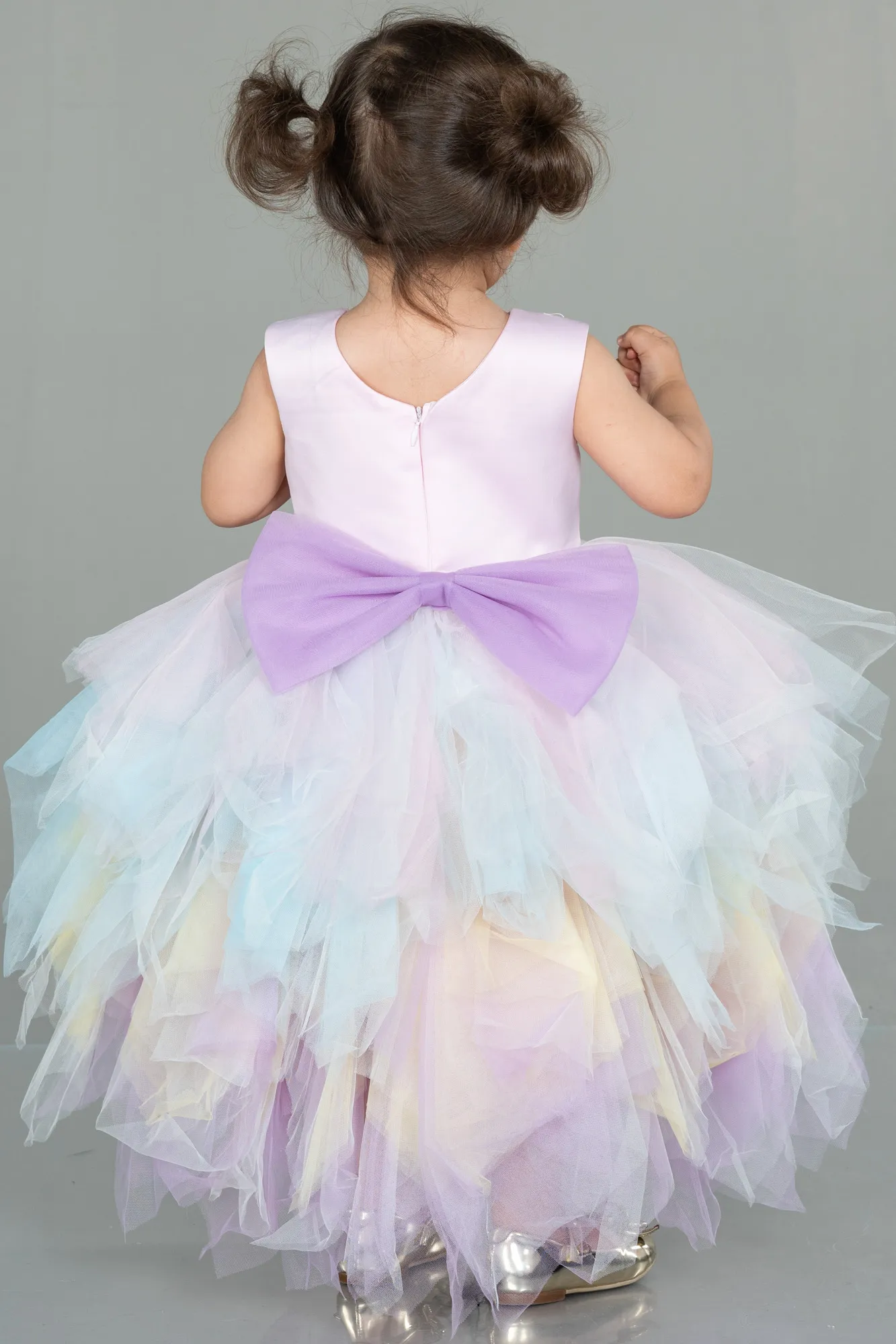 Pink-Long Girl Dress ABU3040