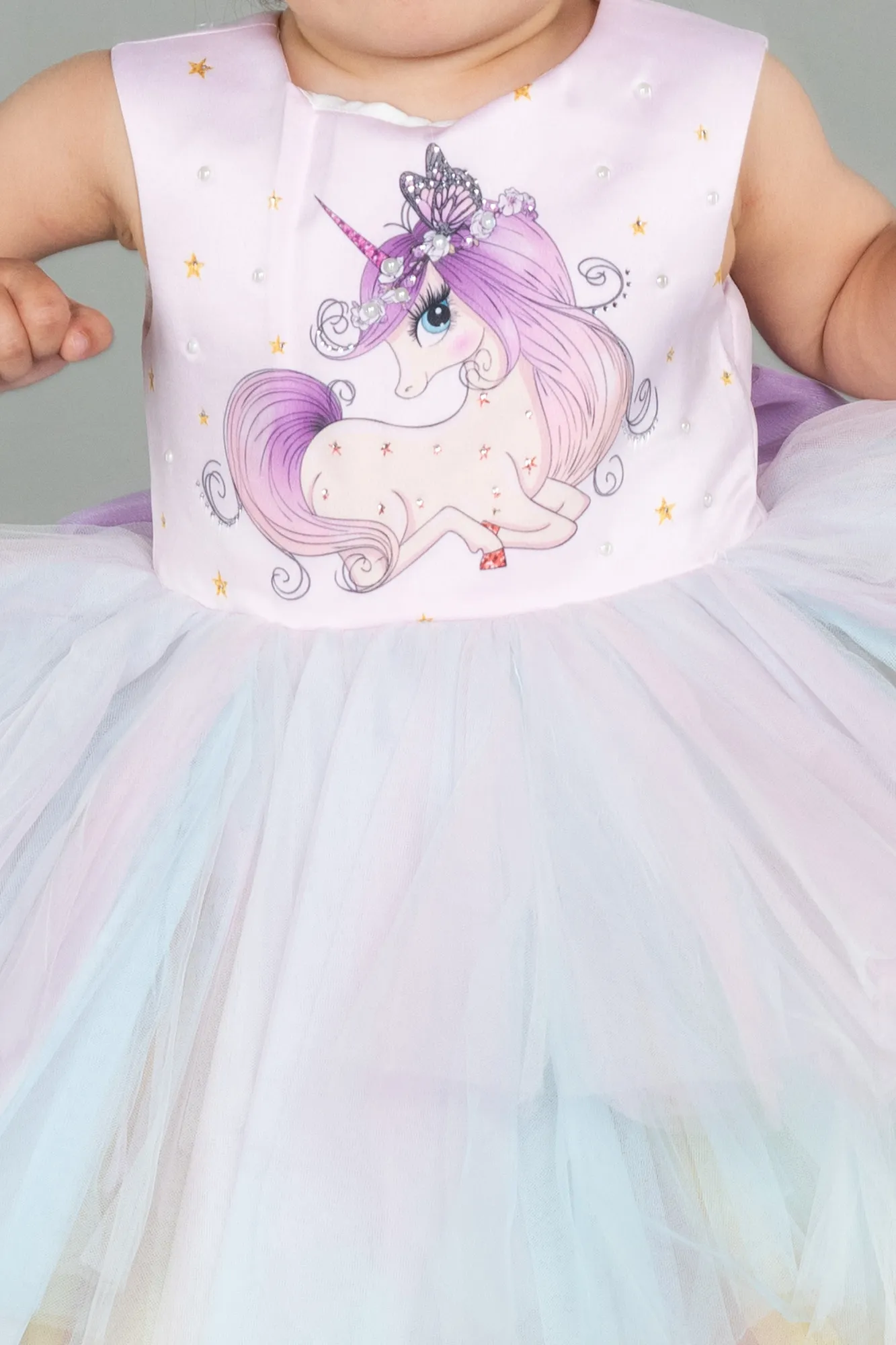 Pink-Long Girl Dress ABU3040