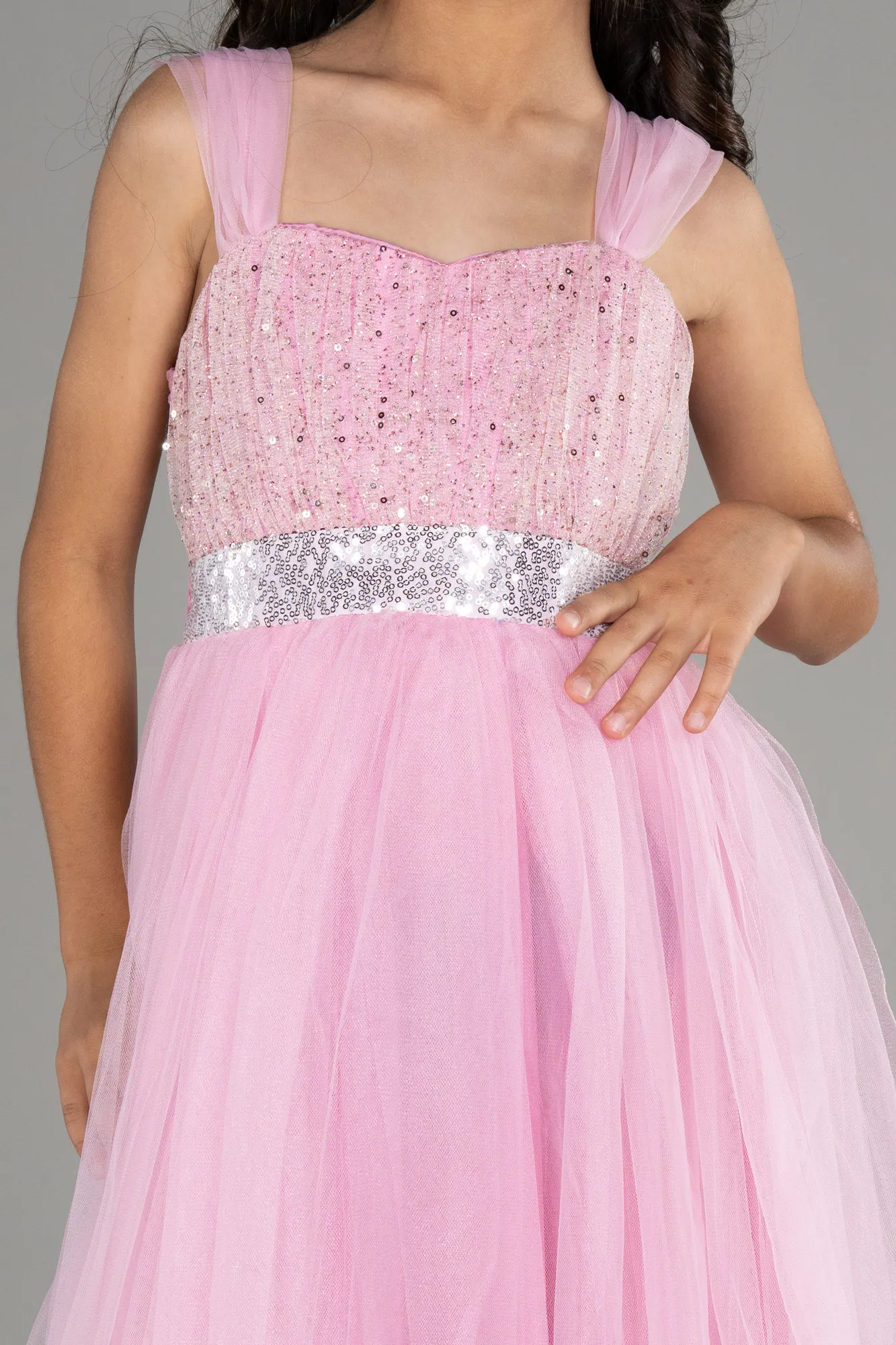 Pink-Long Girl Dress ABU3566